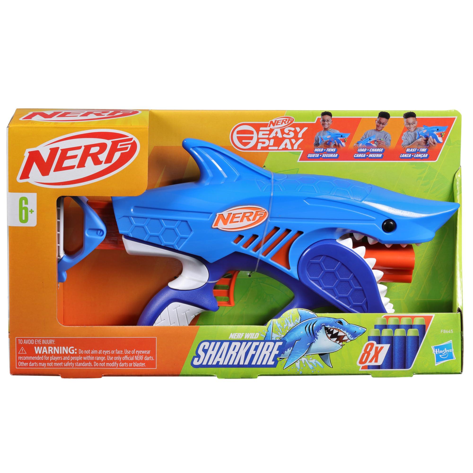 NERF Junior Wild Sharkfire, Easy Play Dart Blaster, 8 Nerf Elite Darts, Nerf Blaster Shark Toys for 6 Year Old Boys & Girls & Up, Outdoor Toys - Image 3