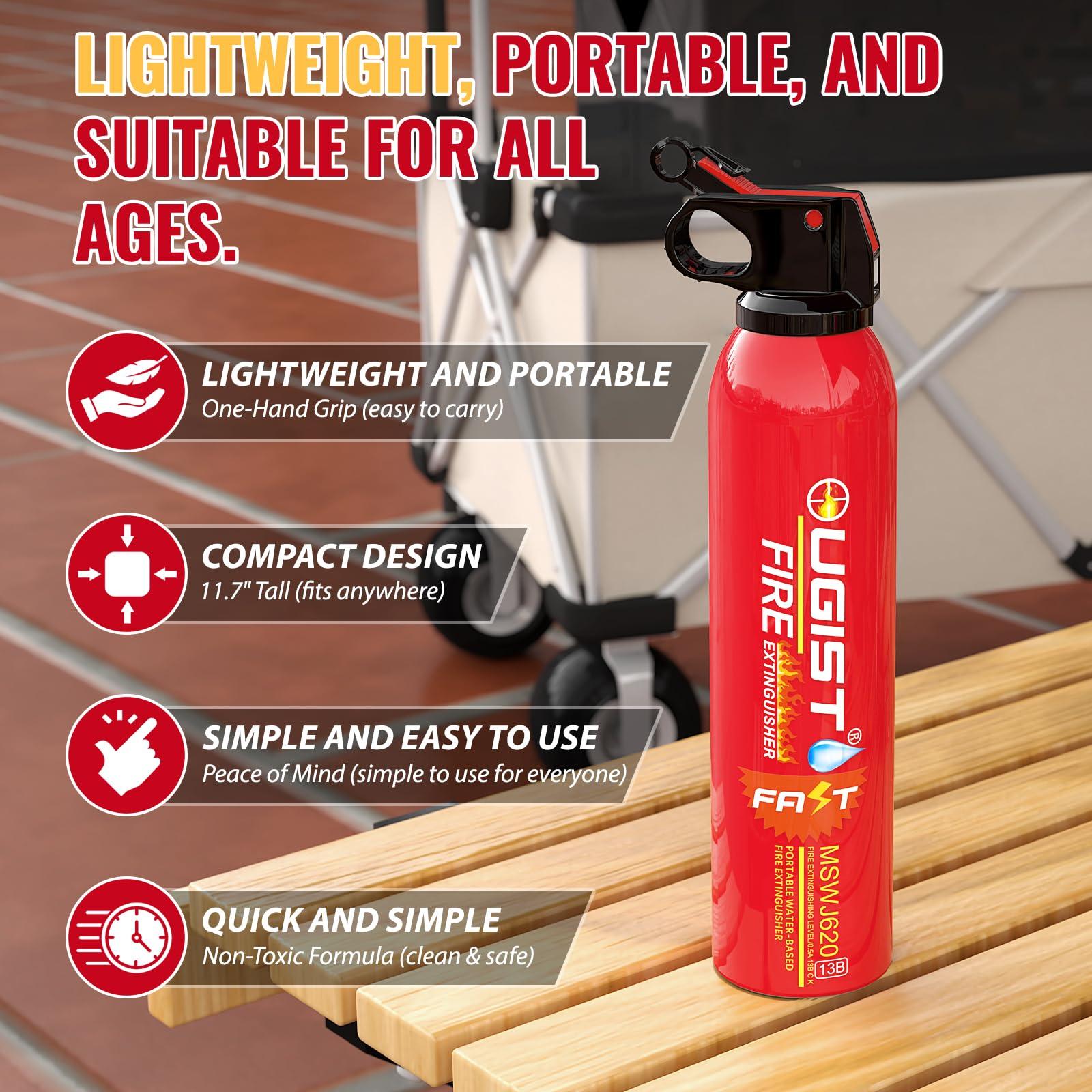 Ougist Small Portable Fire Extinguisher for Home and Kitchen, 21oz Each, 6-Pack, Water-Based Fire Extinguishers for Quick Emergency Response, Prevent Re-Ignition, Ideal for Vehicle and Camping, MSJ620 - Image 3