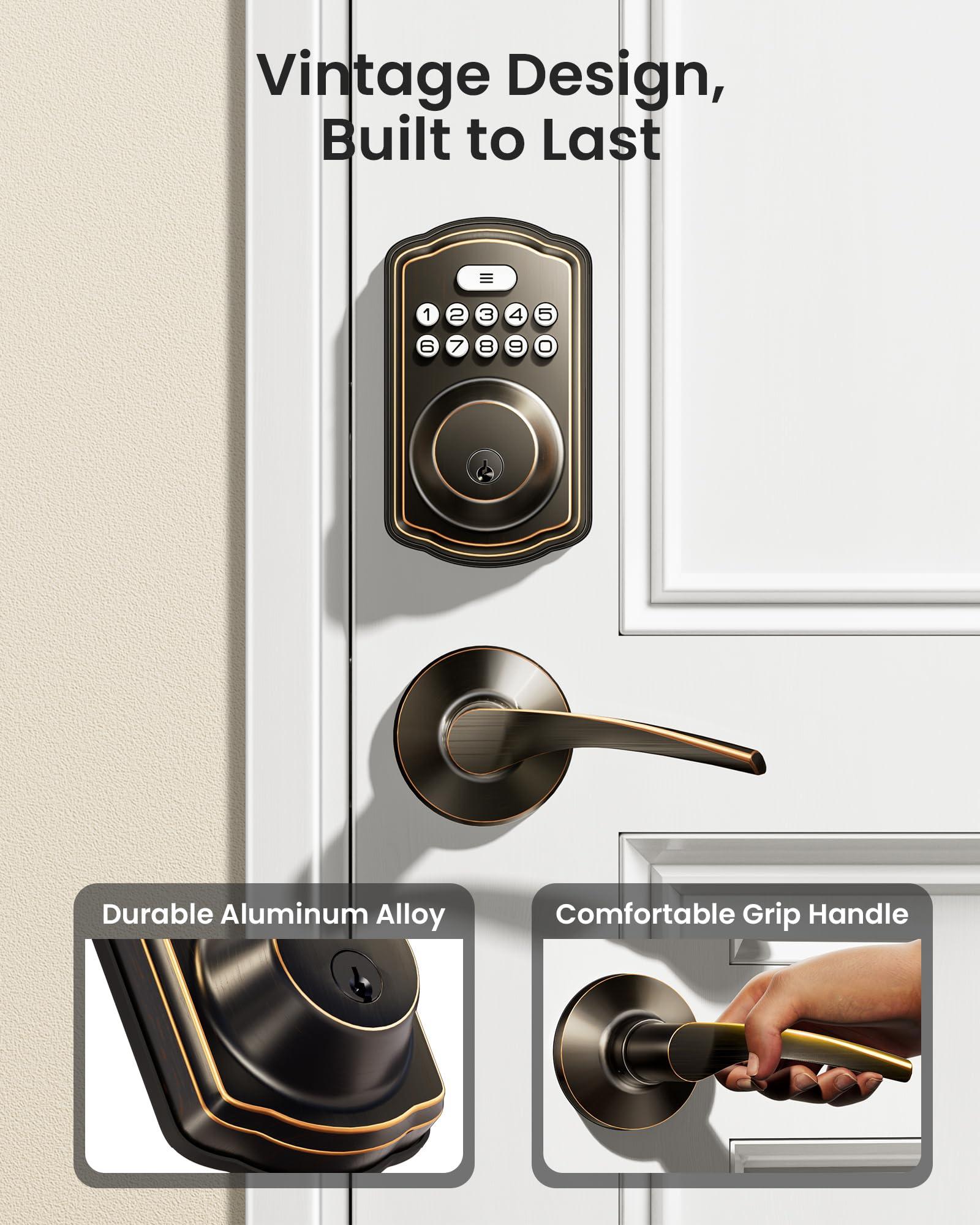 Veise Keyless Entry Door Lock with 2 Lever Handles - Electronic Keypad Deadbolt, Easy Installation Digital Smart Front Door Lock Set, Oil Rubbed Bronze - Image 3