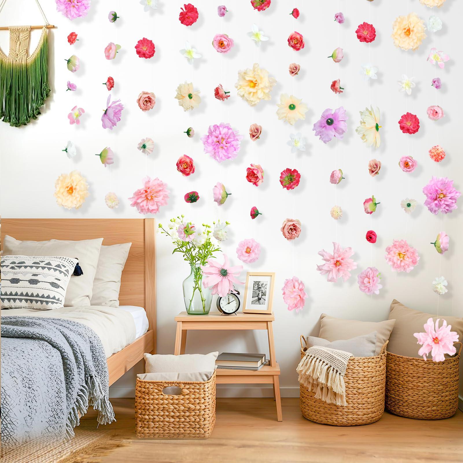 K KUMEED 6 PCS Artificial Rose Flowers Hanging Decorations,13 FT Dangling Fake Rose with Hooks Spring Party Decorations for Wedding Party Background Birthday Baby Shower Home Flower Garden Themed - Image 6