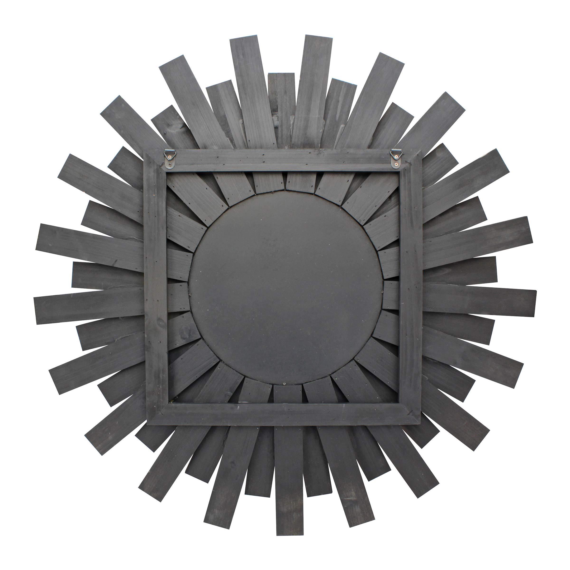 Stonebriar Large Round 32" Wooden Sunburst Wall Mirror with Attached Hanging Bracket, Decorative Rustic Decor for the Living Room, Bathroom, Bedroom, and Entryway, Multi Color - Image 6