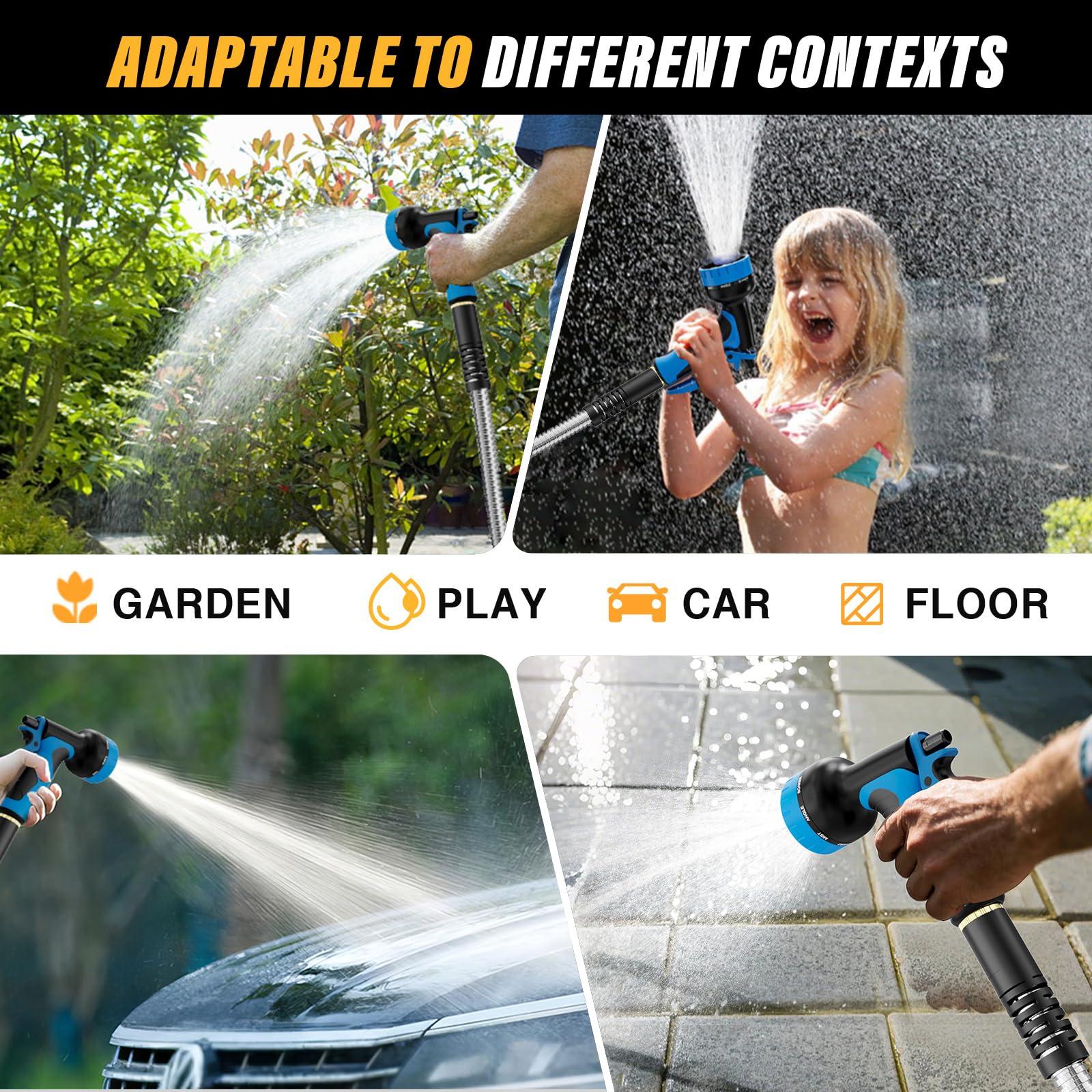 Lefree Garden Hose 100ft, Metal Garden Hose, Flexible Water Hose with 10-Function Nozzle, Stainless Steel Heavy Duty Hose, Crush Resistant, Leak Proof, No Kinks Garden Hoses for Yard, Outdoors, Rv - Image 8