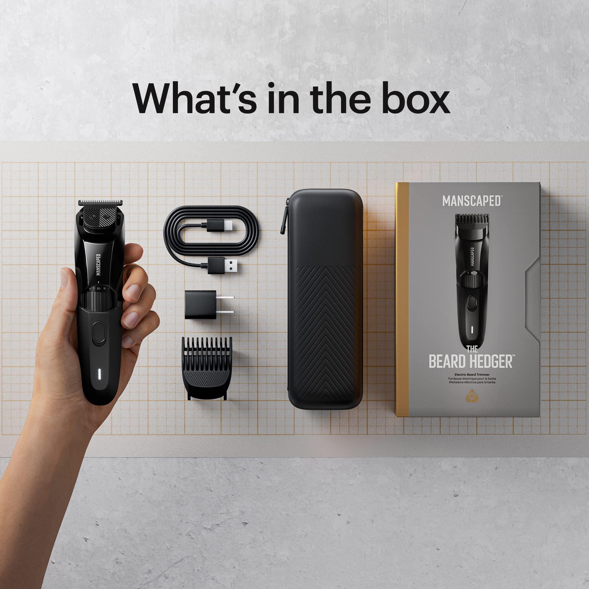 MANSCAPED® The Beard Hedger® Premium Men's Beard Trimmer, 20 Length Adjustable Blade Wheel, Stainless Steel T-Blade for Precision Facial Hair Trimming, Cordless Waterproof Wet/Dry Clipper - Image 8