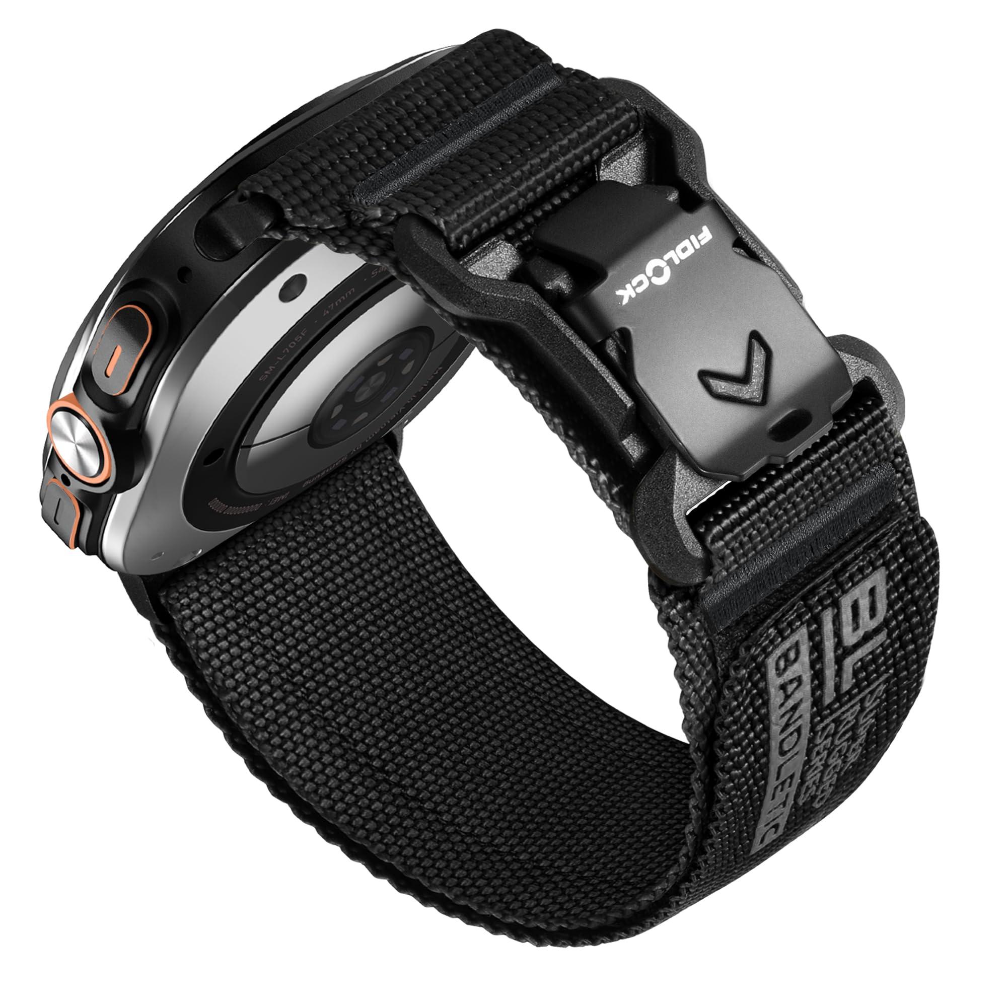 Bandletic R-Nylon Bands Compatible with Samsung Galaxy Watch Ultra Band 47mm for Men and Women, Soft Nylon Sport Band with Magnetic Fidlock V-Buckle Replacement Strap with Stainless Steel Metal Buckle