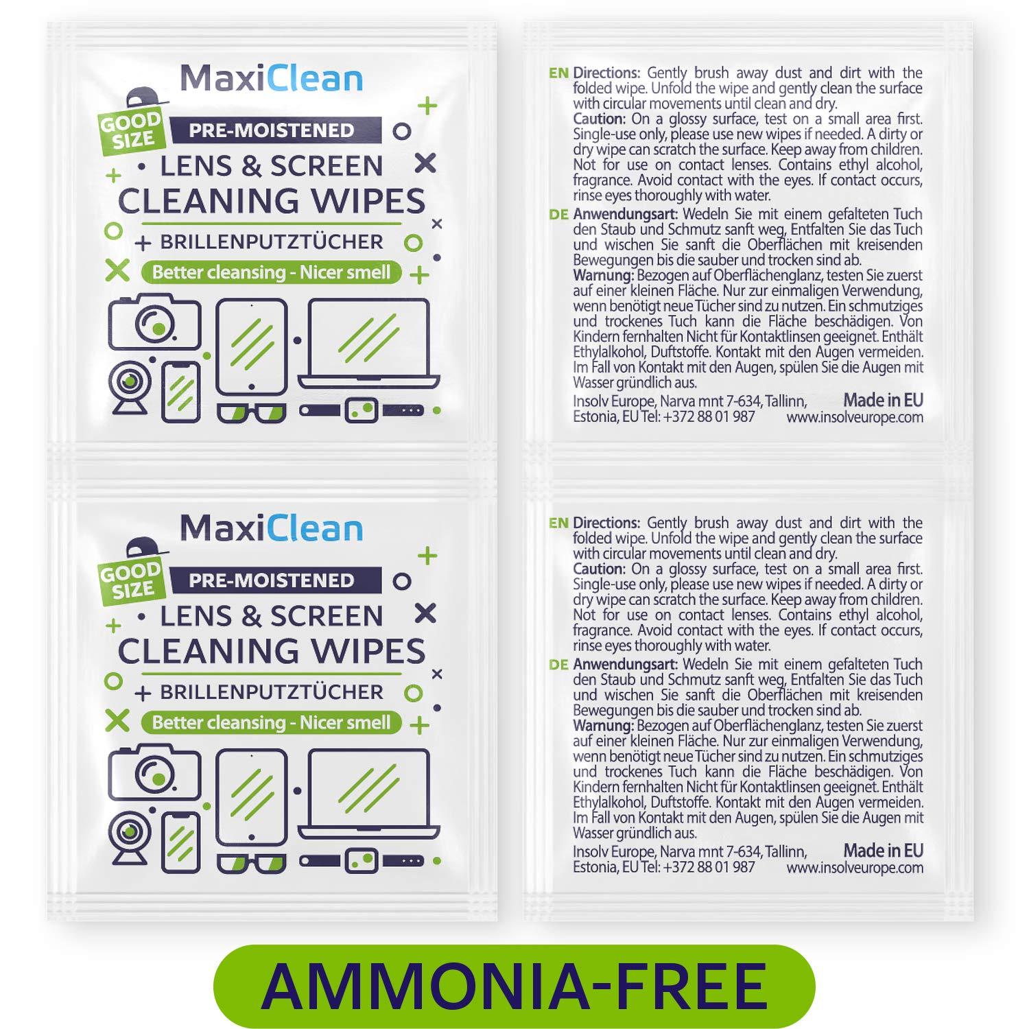 MAXI CLEAN 440 Pack Lens Wipes for Eyeglasses Pre-Moistened, Individually Wrapped Streak-Free Cleaning for Glasses & Laptop Screens, Glasses Cleaner Wipe Bulk 5.5 x 4.7 Inch, Sunglasses & Phone Wipe - Image 6