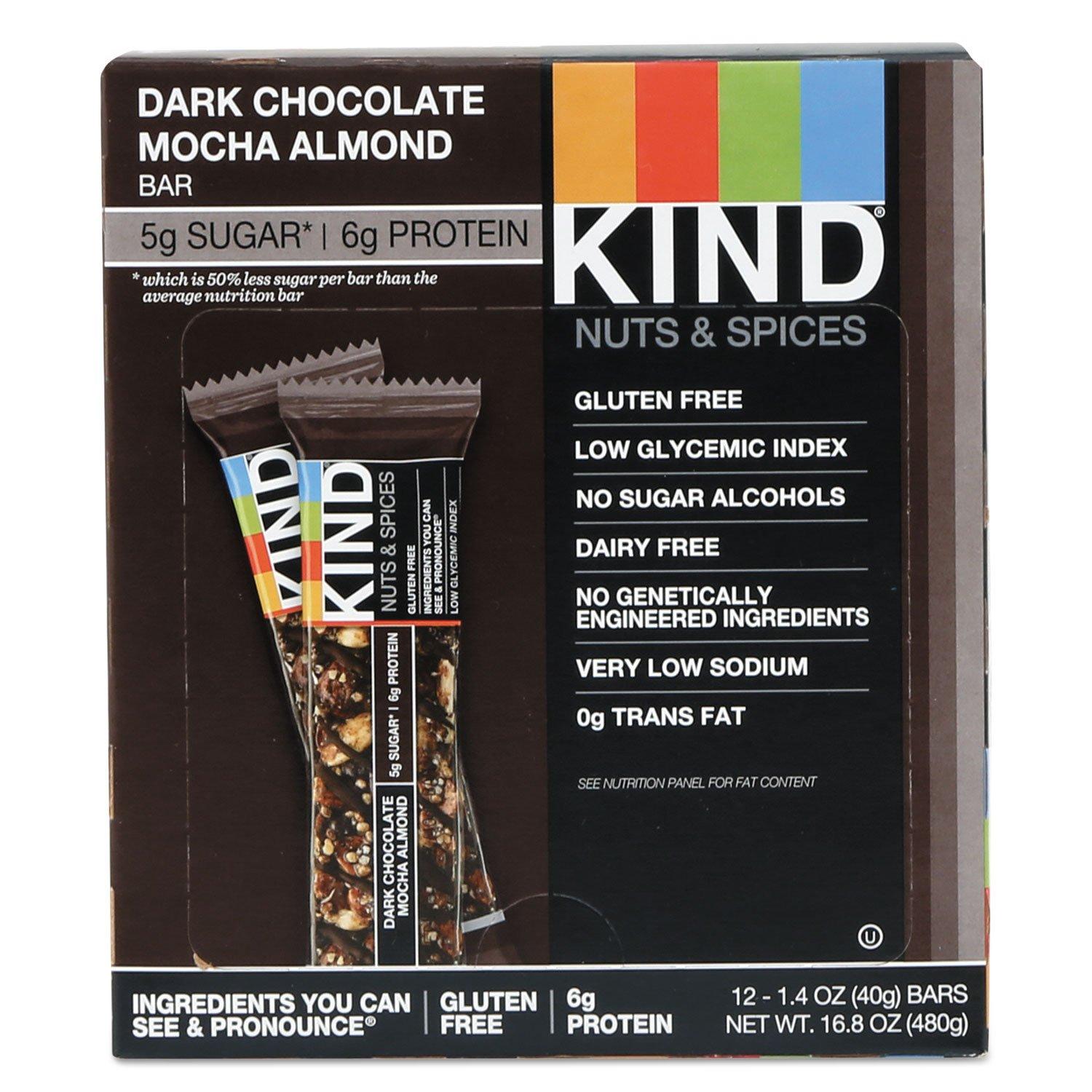 KIND Bars, Dark Chocolate Mocha Almond, Healthy Snacks, Gluten Free, Low Sugar, 5g Protein, 12 Count - Image 8
