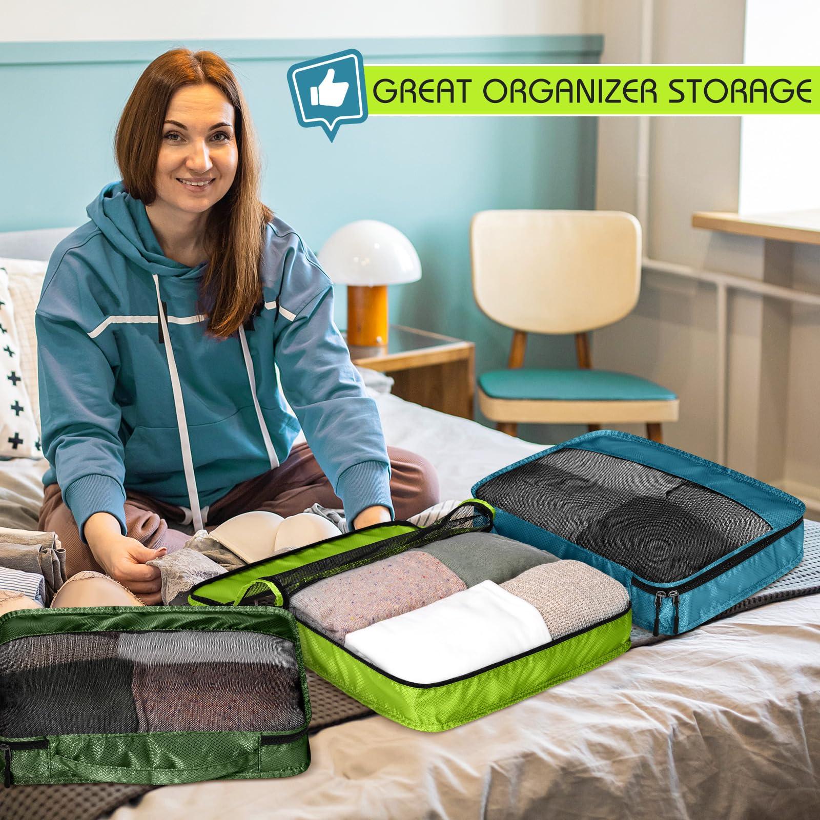 Bulyoou 5 Pcs Packing Cubes for Suitcase Large Travel Cubes Carry on Luggage Organizer Bags for Clothes Accessories(L,Green) - Image 6
