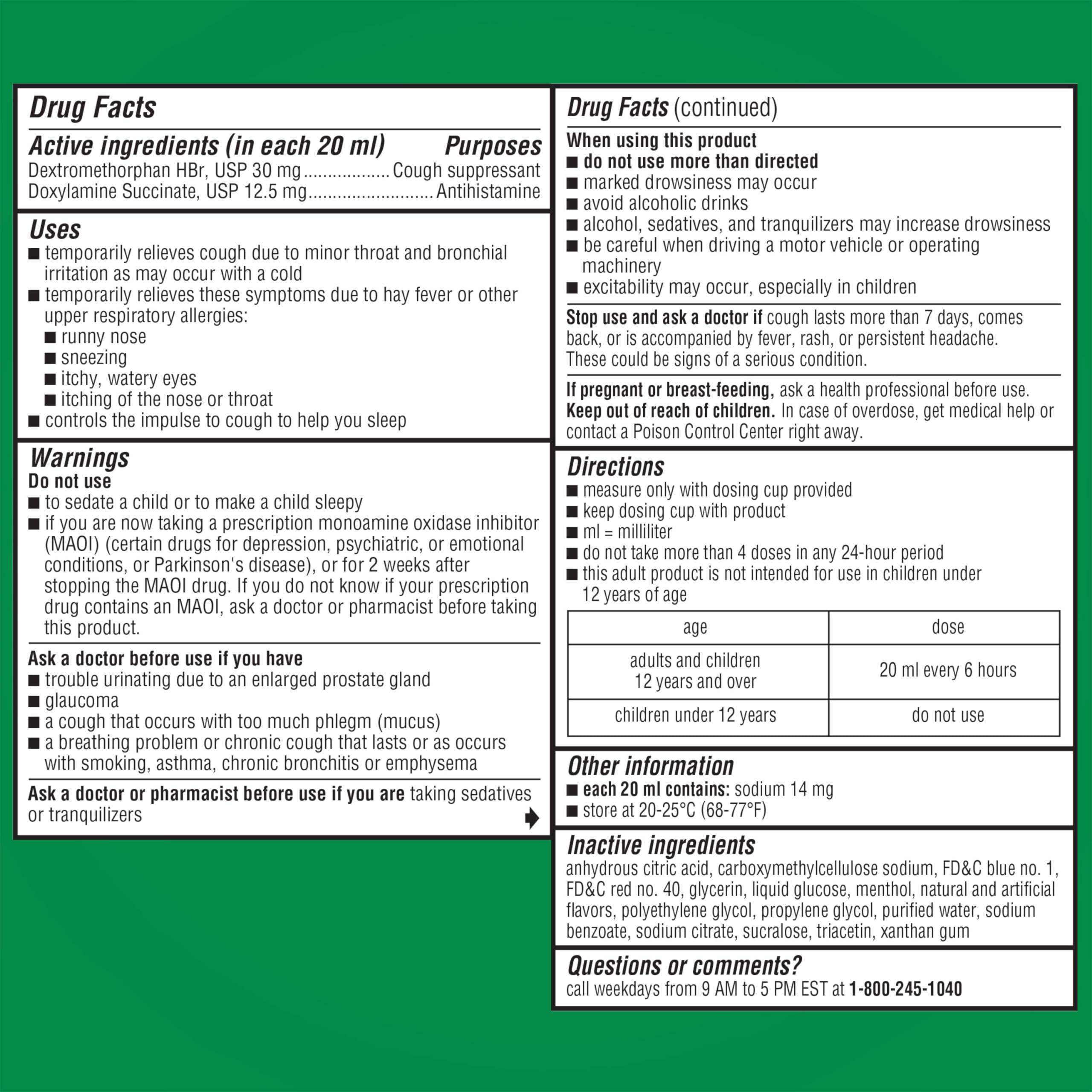 Robitussin Maximum Strength Nighttime Cough DM Max, Adult Formula, Berry Flavor - 8 Fl Oz Bottle - Image 7