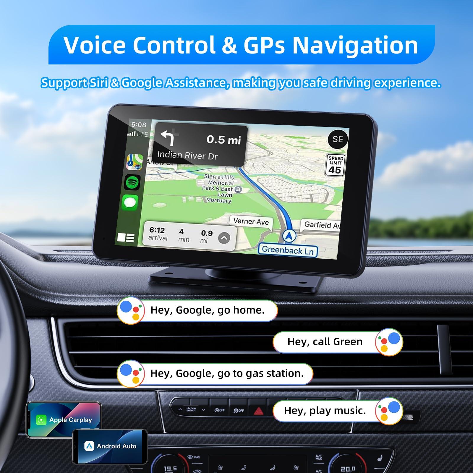 VUKARUAL Wireless Apple Carplay and Android Auto Screen for Car, 7" HD Portable Touch Screen Car Stereo with Bluetooth, Backup Camera, Navigation, Mirror Link for All Vehicles - Image 4
