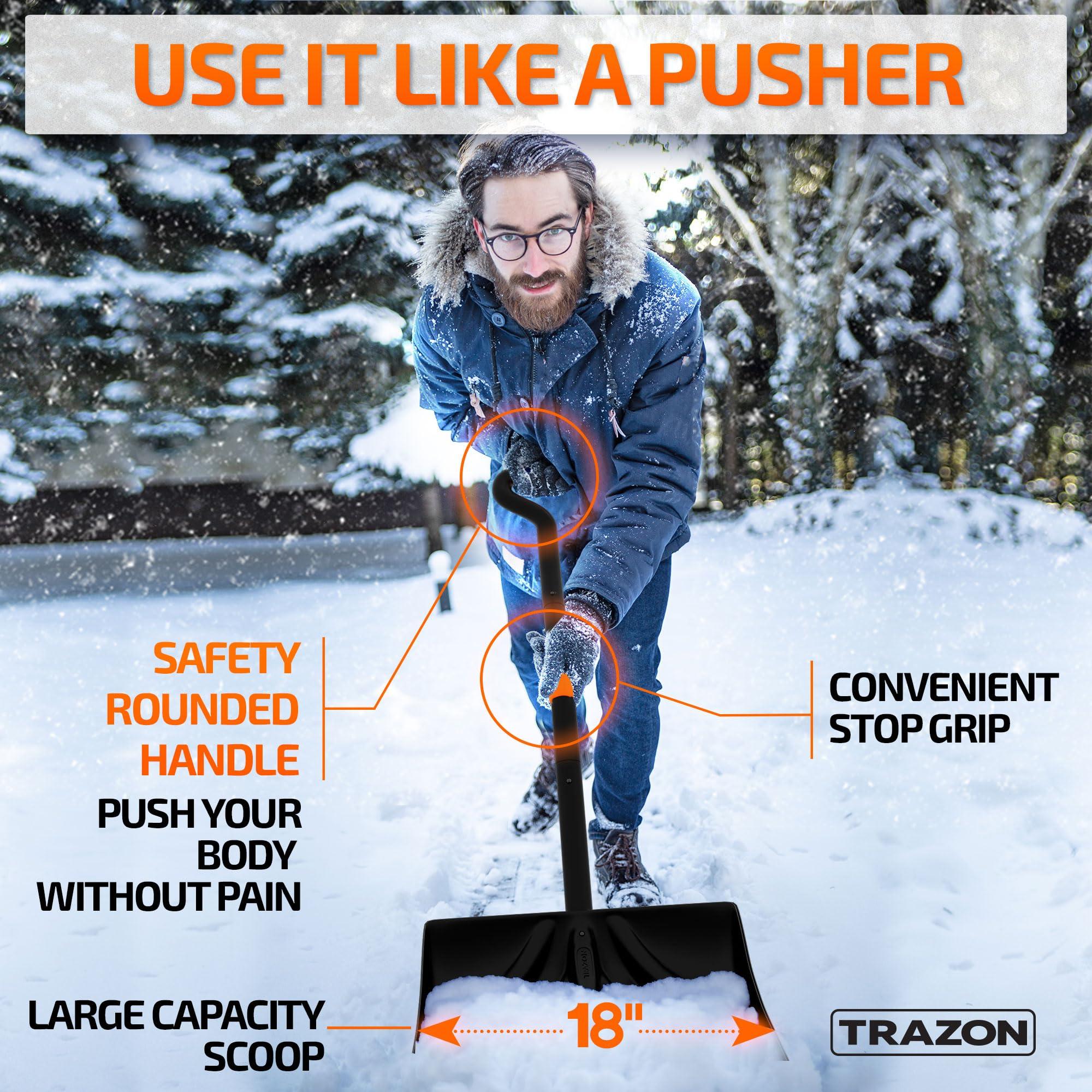 Snow Shovel Heavy Duty for Driveway with Ergonomic Handle to Use Without Backpain for Home Garage Car - Snow Shovel with 18 Inch Blade Large Capacity and 60 Inch Long Ergonomic Handle - Image 6