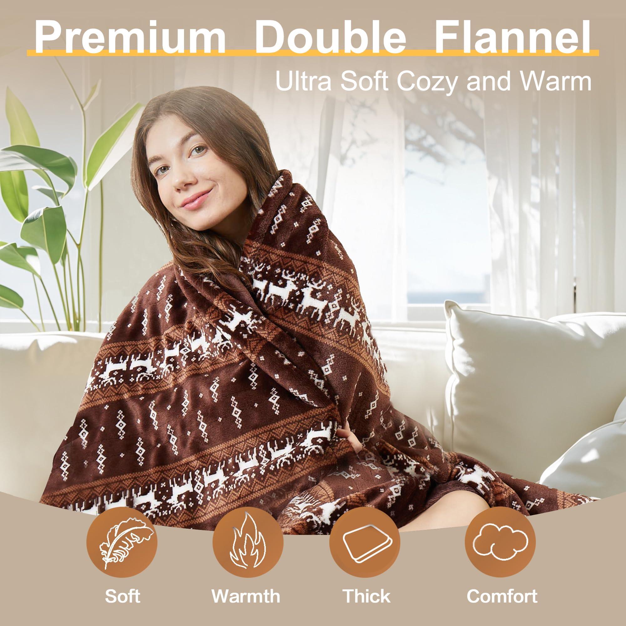 Gintao Electric Heated Blanket Throw,Double Flannel Electric Throw with 3 Heating Levels,ETL&FCC Certified, 4H Auto Off Overheat Protection,Heating Blanket for Home Office, 50"x60"Brown - Image 3