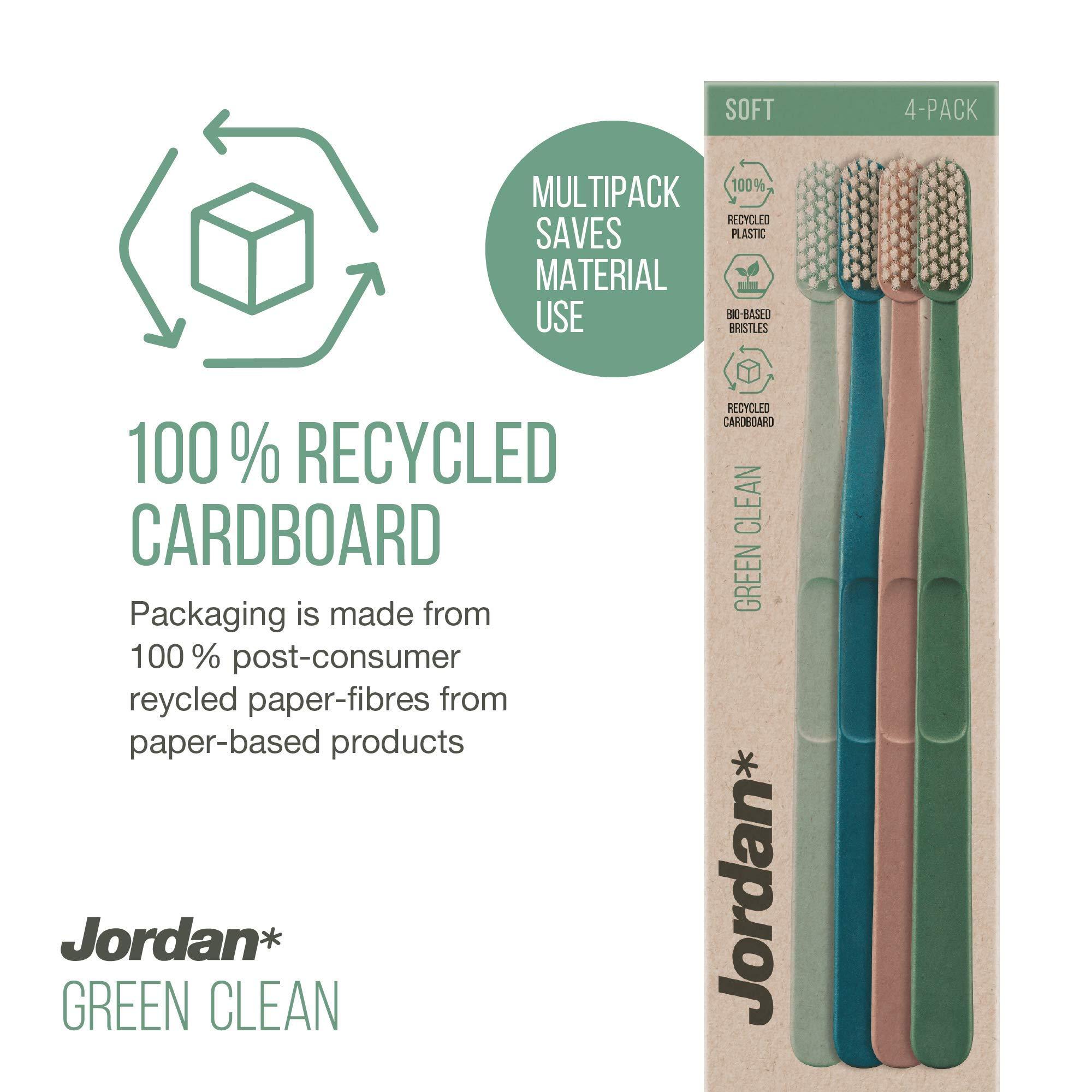 Jordan Green Clean Manual Toothbrush - Sustainable, Eco-Friendly Scandinavian Design, Soft Bristles, Mixed Colors, 4 Units - Image 3