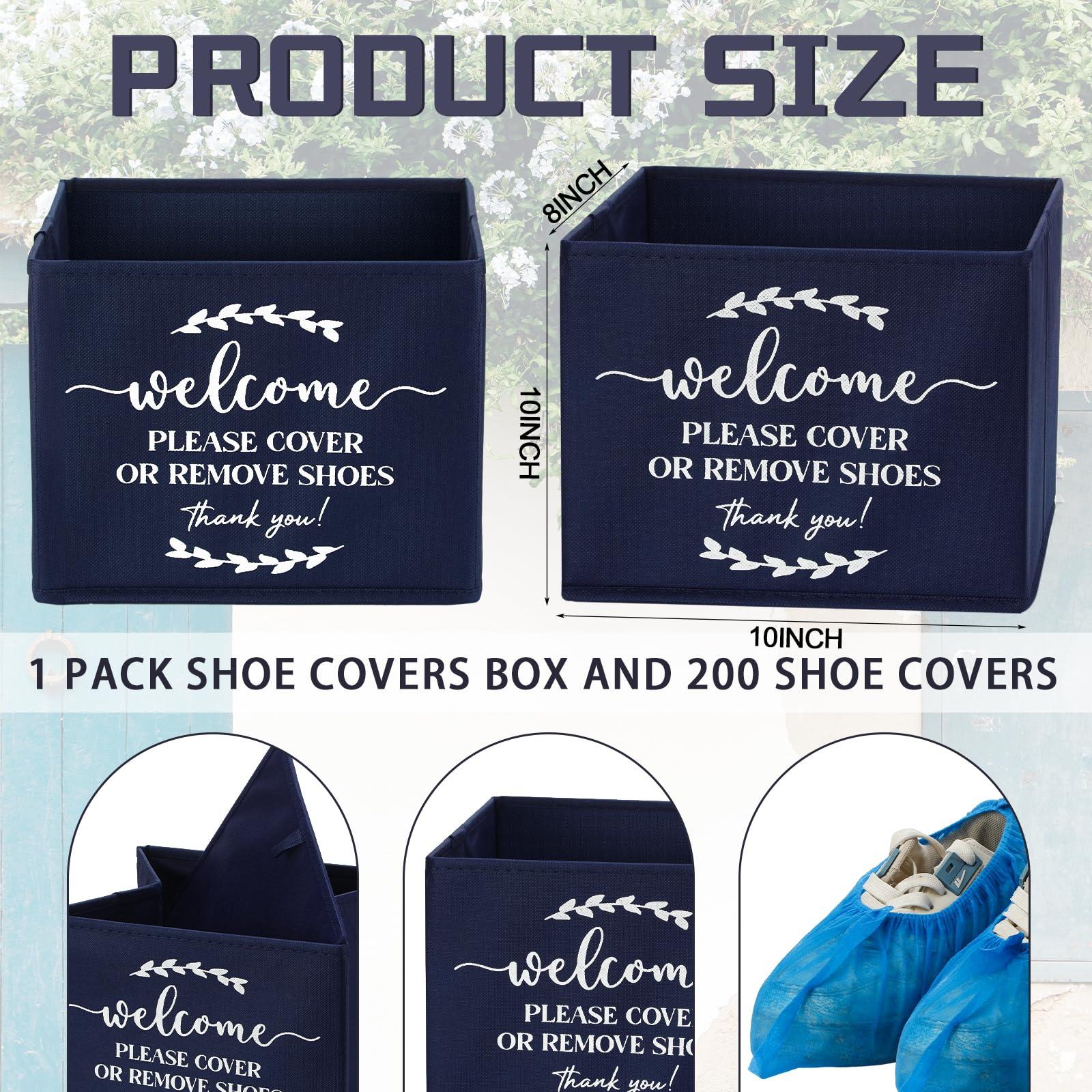 Suzile 200 Pack Disposable Shoe Covers with Dispenser Box Waterproof Disposable Non Slip Shoe Booties Foot Covers with Storage Box for Guests Indoor Open House Supplies(Dark Blue) - Image 3