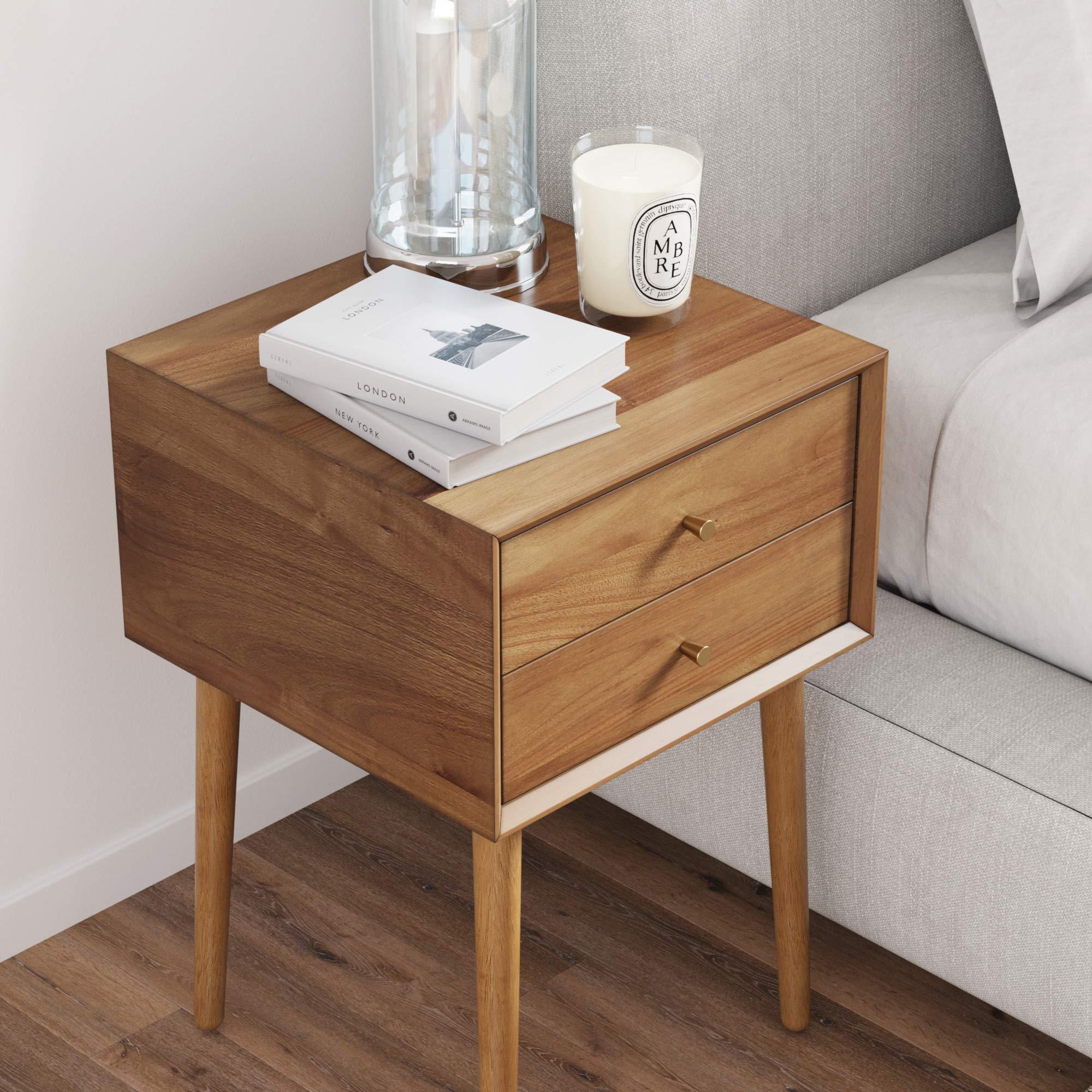 Nathan James 32704 Harper Mid-Century Oak Wood Nightstand with 2-Drawers, Small Side End Table with Storage, Brown - Image 9