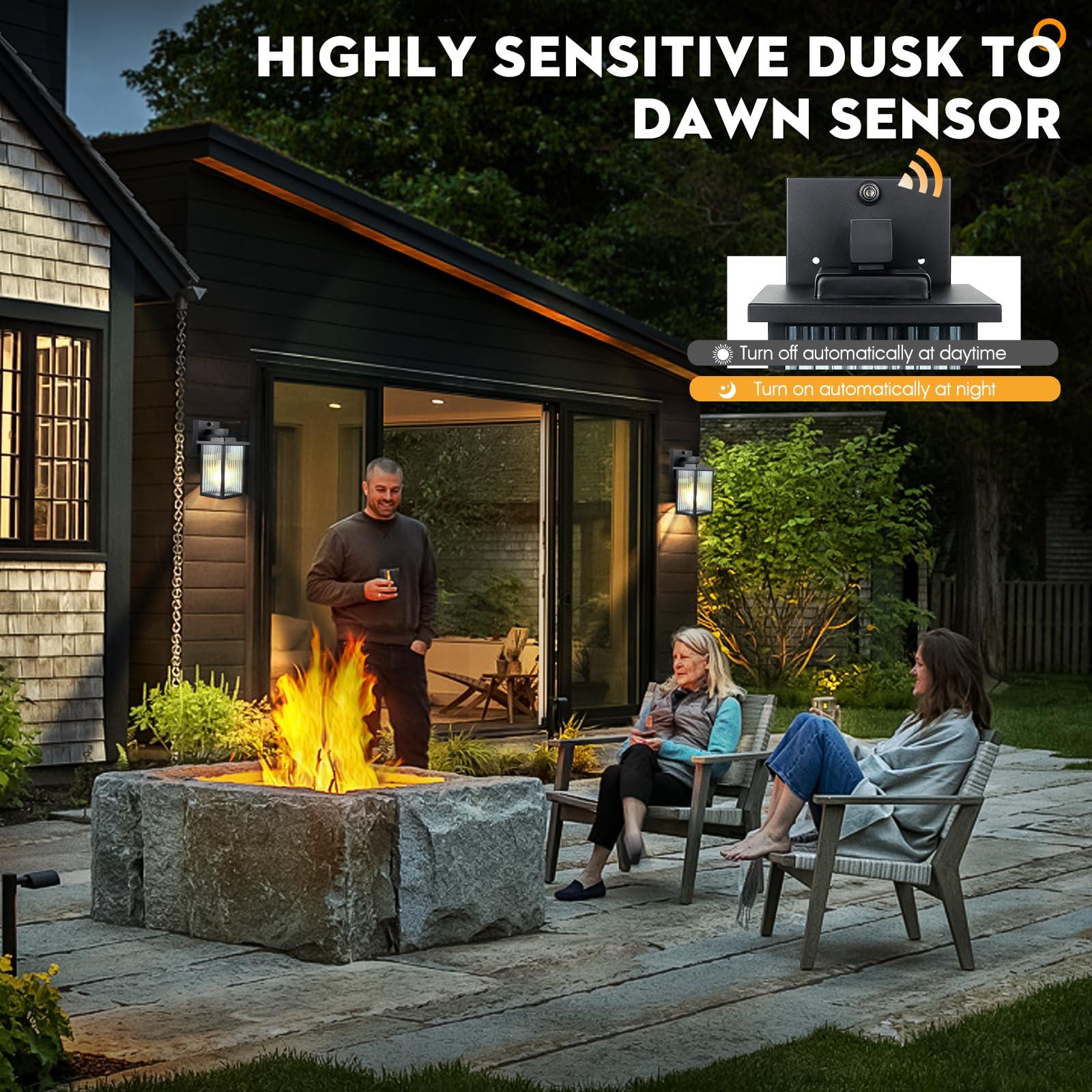 hameso Dusk to Dawn Outdoor Lighting, Waterproof Outdoor Porch Light with Tempered Glass, Outdoor Light Fixture for House Exterior Front Door Garage Patio - Image 6
