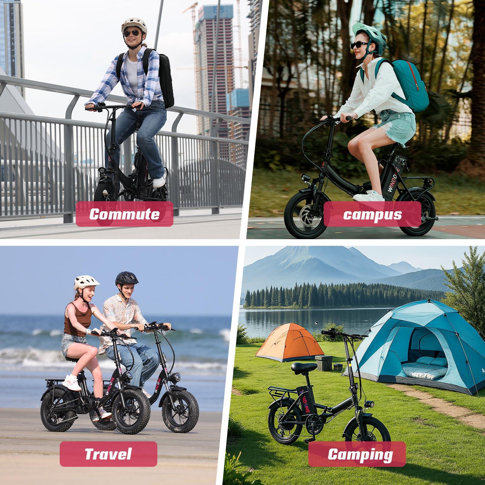 Windone S14/S16 Electric Bike for Adults, Max 19/22 MPH Speed & 28/50 Miles Range (PAS), 500W/750W Peak Motor, Foldable, Lightweight, Shock Absorbers, UL 2849 Certified Ebike - Image 9