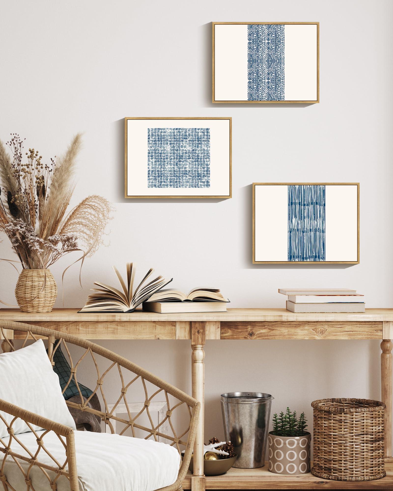 PHOPAGO Blue Abstract Framed Wall Art Modern Boho Neutral Line Wall Decor Mid Century Minimalist Geometric Artwork Kitchen 11x14in Natural Framed - Image 3
