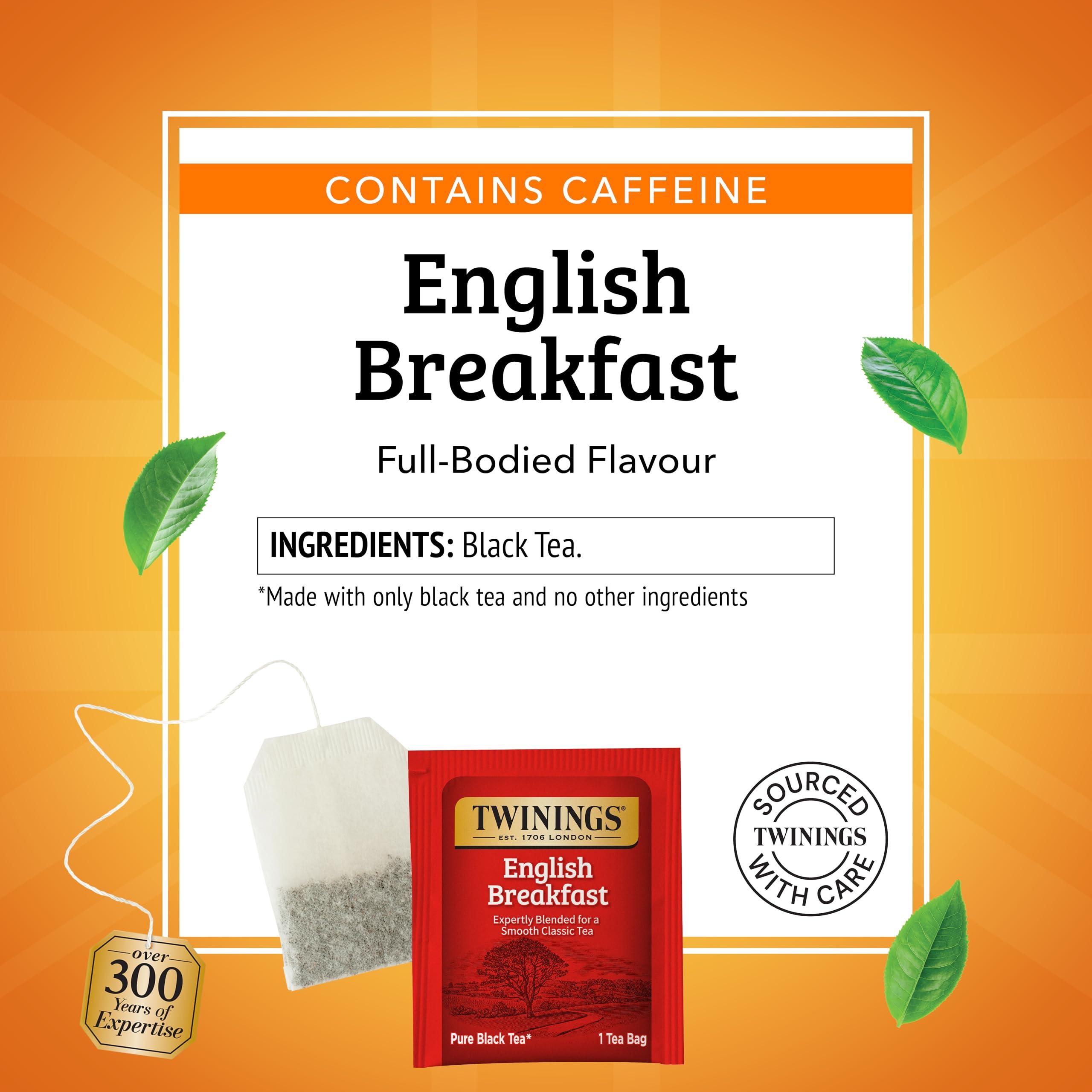 Twinings English Breakfast Black Tea Individually Wrapped Bags, 100 Count (Pack of 1), Smooth, Flavourful, and Robust, Caffeinated, Enjoy Hot or Iced, 100 Teabags - Image 4
