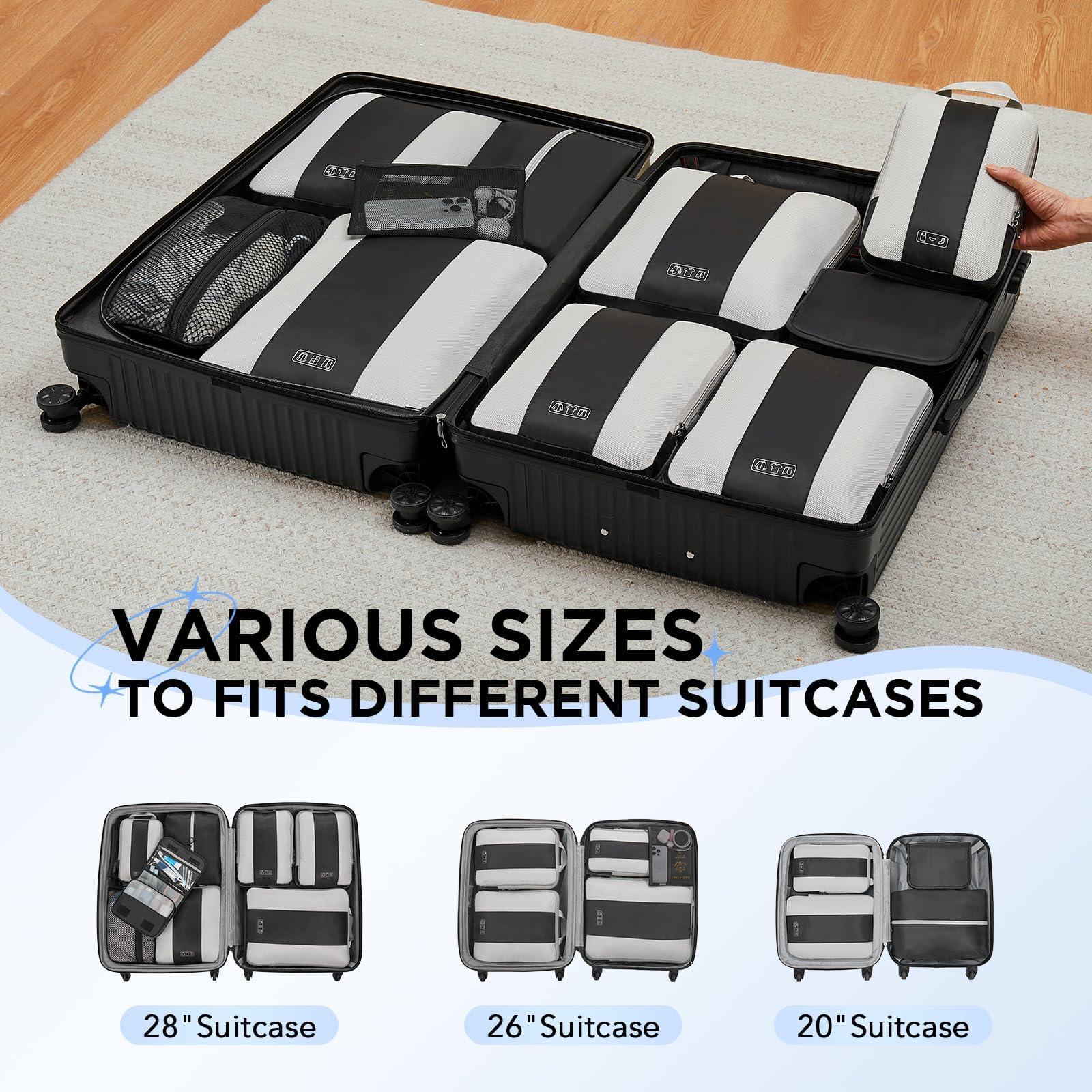 10 Set Compression Packing Cubes for Travel Essentials,Compressible Expandable Packing Cubes for Suitcase,OlarHike Luggage Organizer Bags for Travel,Handy Helper for Organizing Clothes(Black) - Image 7