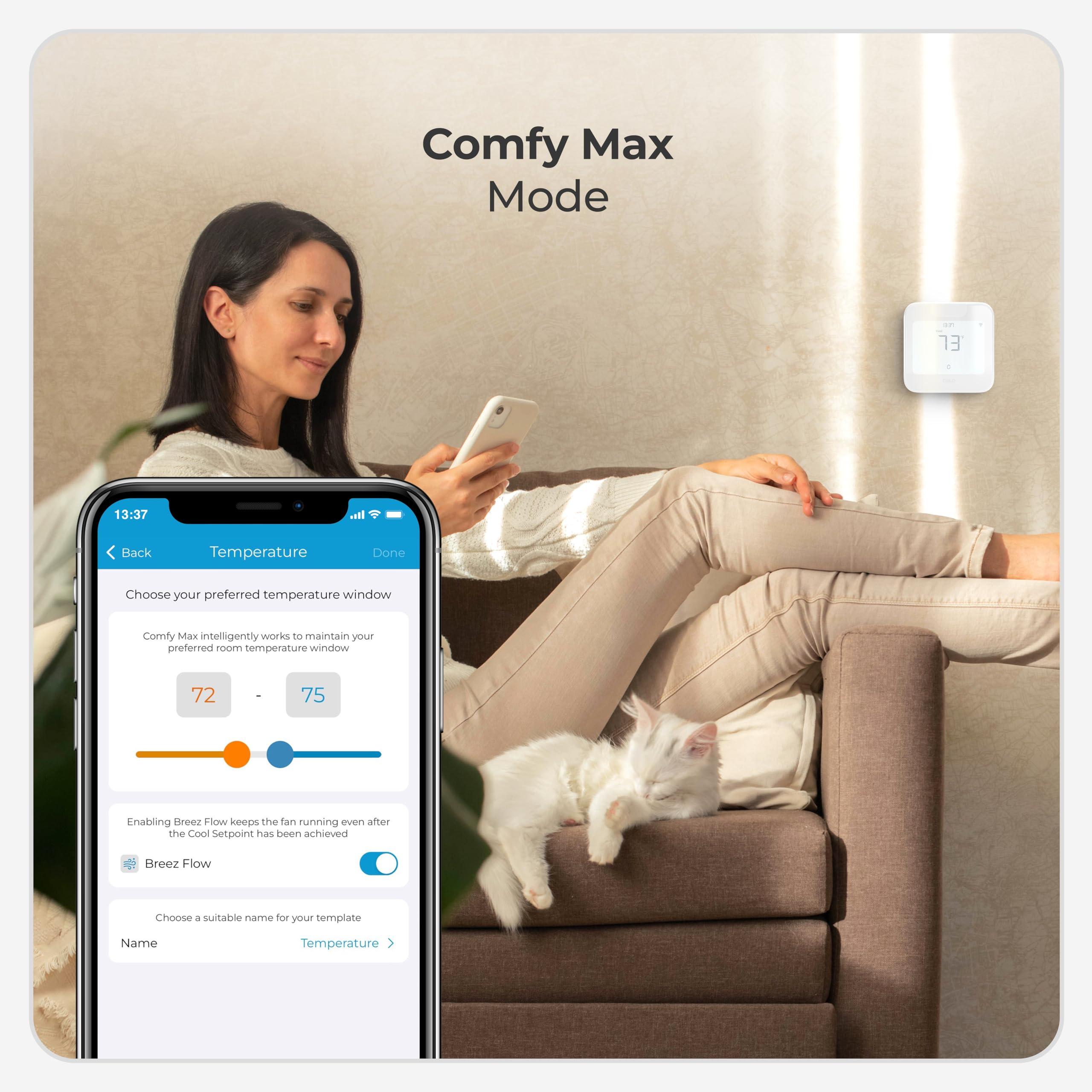 Breez Max | ENERGY STAR CERTIFIED Smart AC Controller | WiFi Thermostat for Mini-Split, Window, Portable ACs/Heat Pumps | AI-Based Tech | Free App, No Subscriptions | Alexa, Google, IFTTT etc. (White) - Image 7
