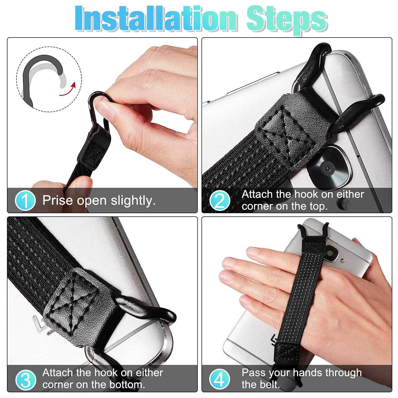 Weewooday 6 Pieces Mobile Phone Security Hand Strap Holder Security Hand Grip Phone Accessory for 5.2-7.5 Inch Smartphones - Image 3