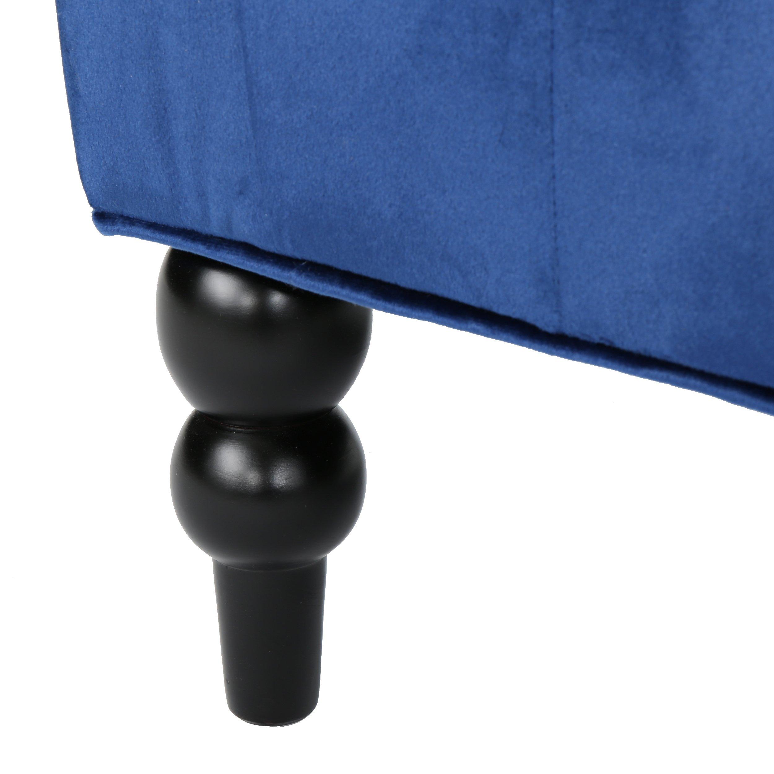 Christopher Knight Home Leora Traditional Tufted Velvet Wingback Loveseat, Navy Blue / Dark Brown - Image 8