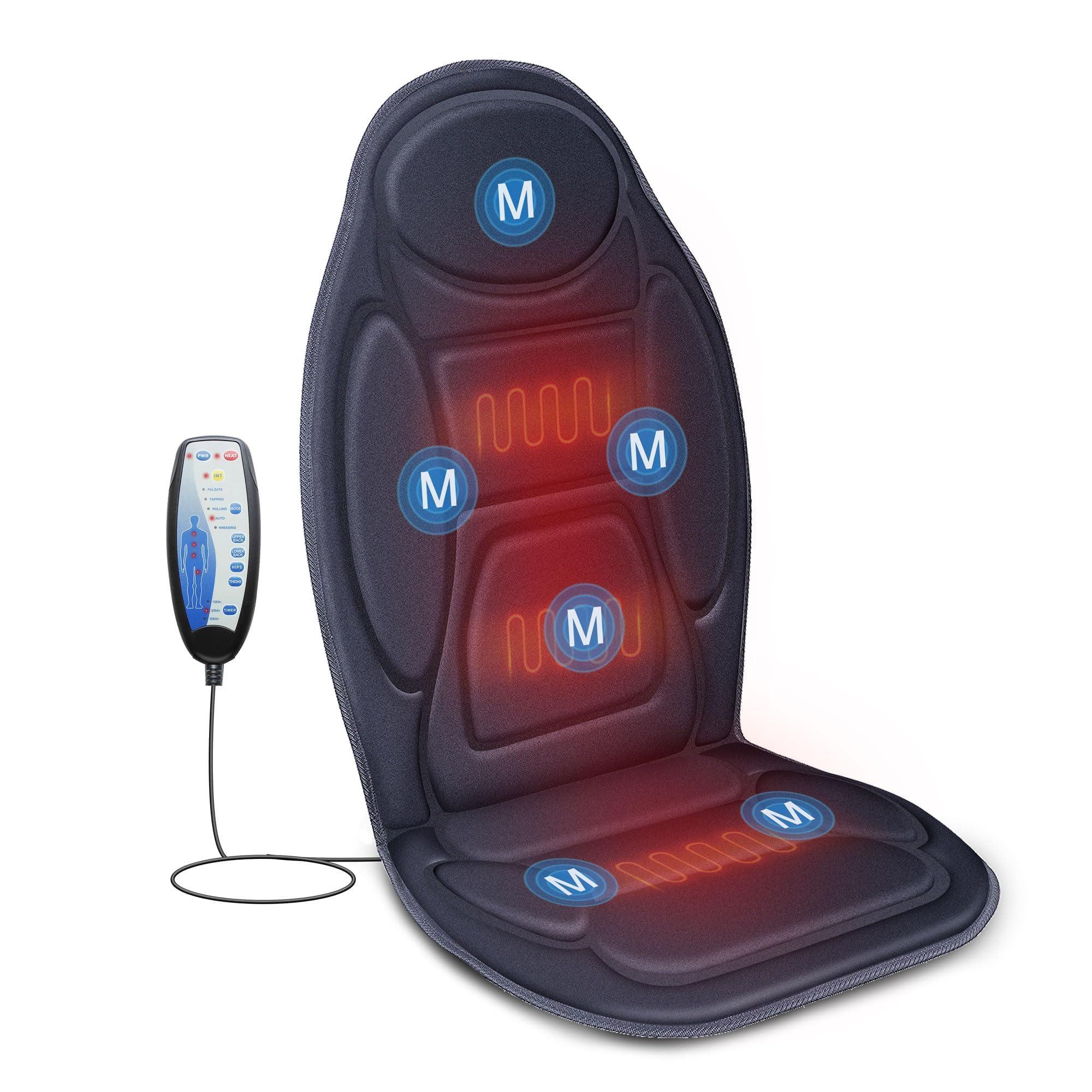 Snailax Vibration Back Massager with Heat, Massage Seat Cushion with 6 Vibrating Motors and 2 Heat Levels, Massage Chair Pad for Home Office use, Gifts for Him Her - Image 1