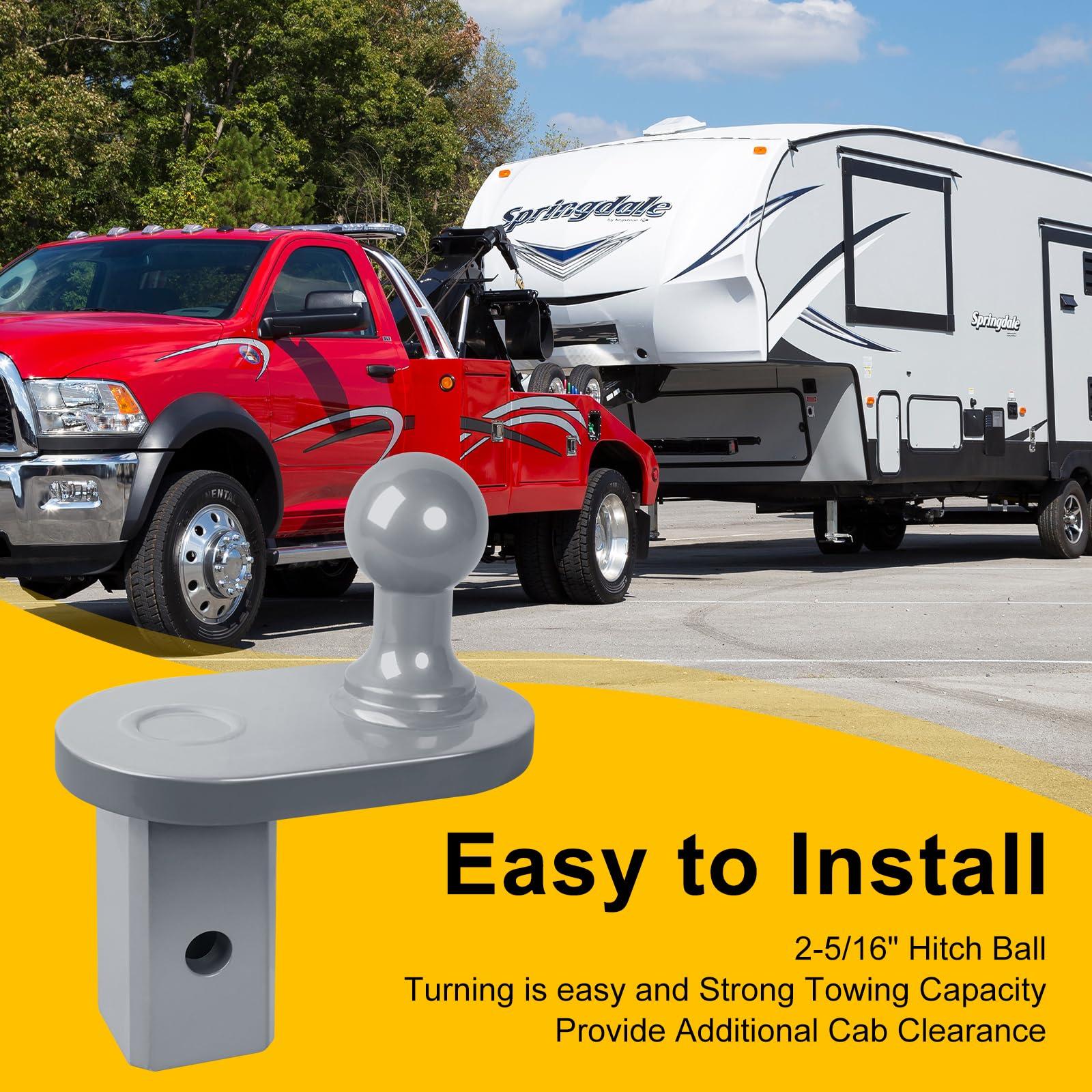 TOPTGO 4" Offset Gooseneck Ball Extender, Heavy Duty Hitch Extender, Fits B&W Turnoverball Gooseneck Trailer Hitches, 20000 lbs GTW/ 5000 lbs VTW, 2-5/16" Ball Diameter - Image 3