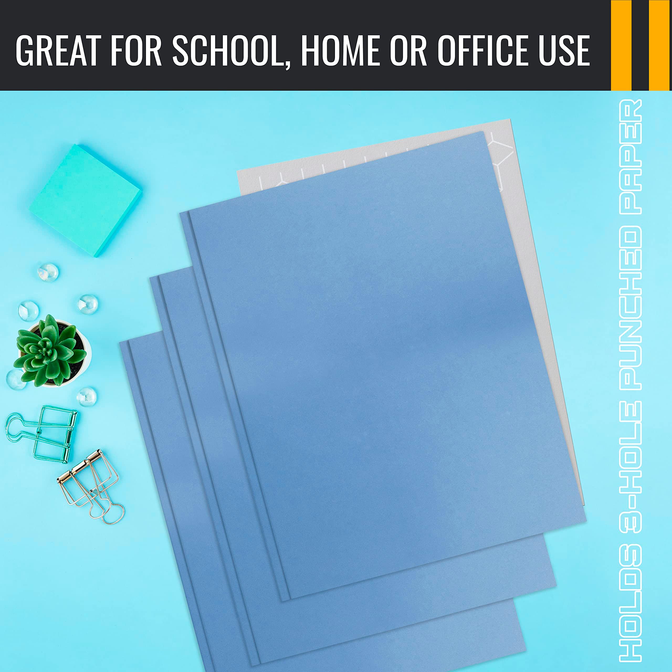 Better Office Products Light Blue Paper 2 Pocket Folders with Prongs, 50 Pack, Matte Texture, Letter Size Paper Folders, 50 Pack, with 3 Metal Prong Fastener Clips, Light Blue - Image 6