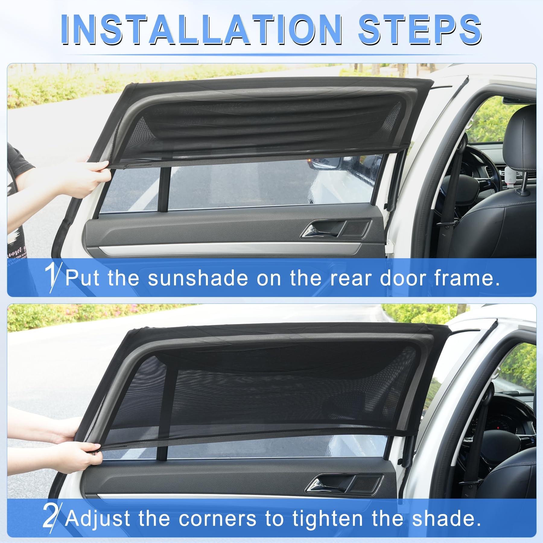 JUSTTOP Car Window Shade for Baby with UV Protection Breathable Mesh Blocks 99% Sunlight & Reduces Glare-Universal Sun Shade for Most Vehicles, (2-Pack) - Image 4