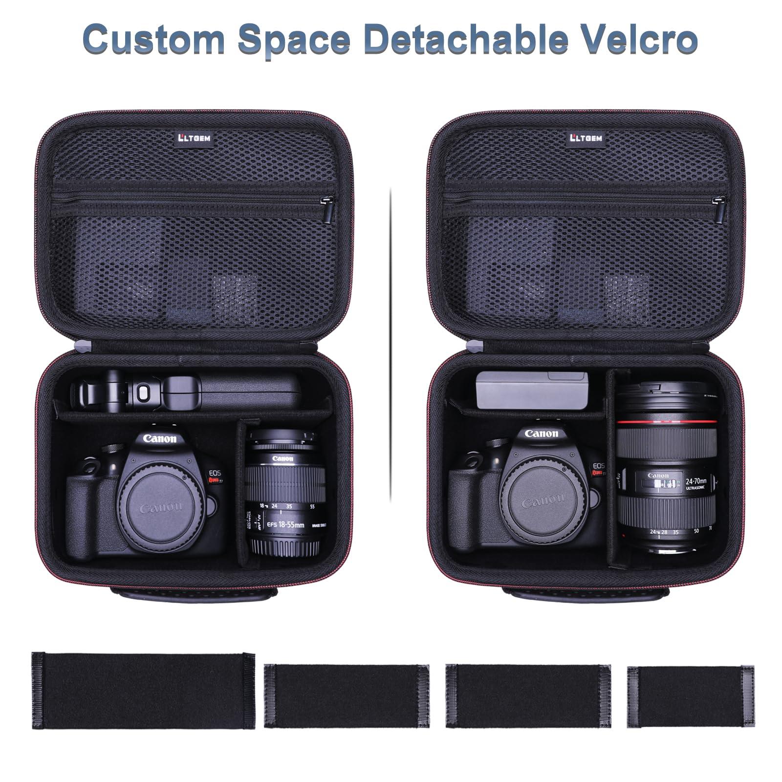 Camera Case Compatible with Canon EOS Rebel T7 / R100 / R50 / R5 / R6 Mark II / R7 / R8 / 90D / 5D Mark IV, Sony, Nikon DSLR Camera, Lens, Tripod, with 4 Pieces of Dividers and Shoulder Strap, Black - Image 3