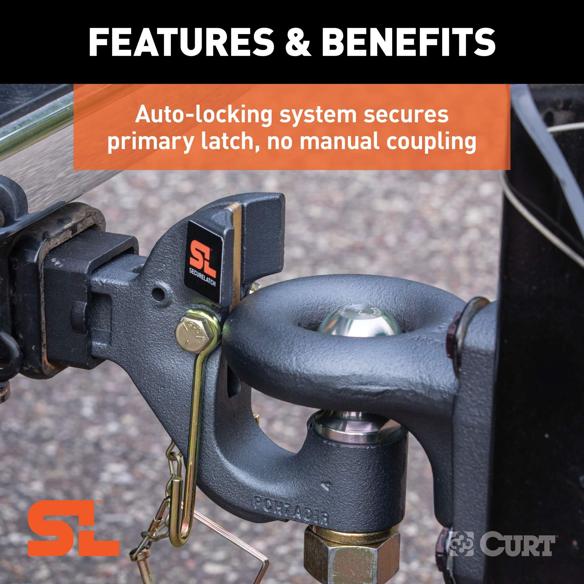 CURT 48406 SecureLatch Receiver-Mount 2-5/16-Inch Ball and Pintle Hitch Combination, 2-In Shank, 14,000 Pounds - Image 5