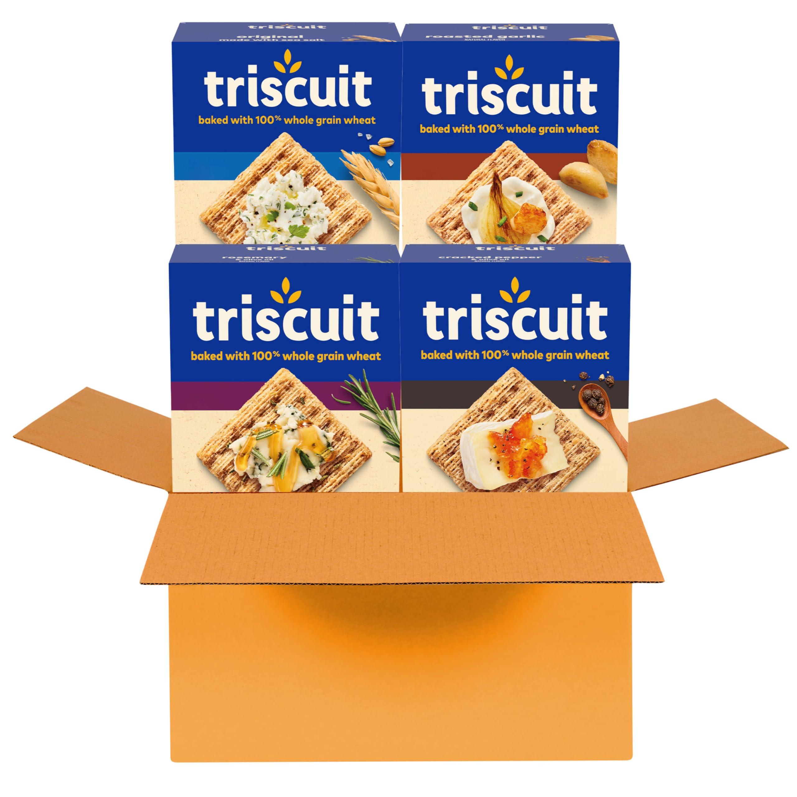 Triscuit Whole Grain Wheat Crackers 4 Flavor Variety Pack, Lunch Snacks, Bulk Snack Crackers, 4 Boxes - Image 15