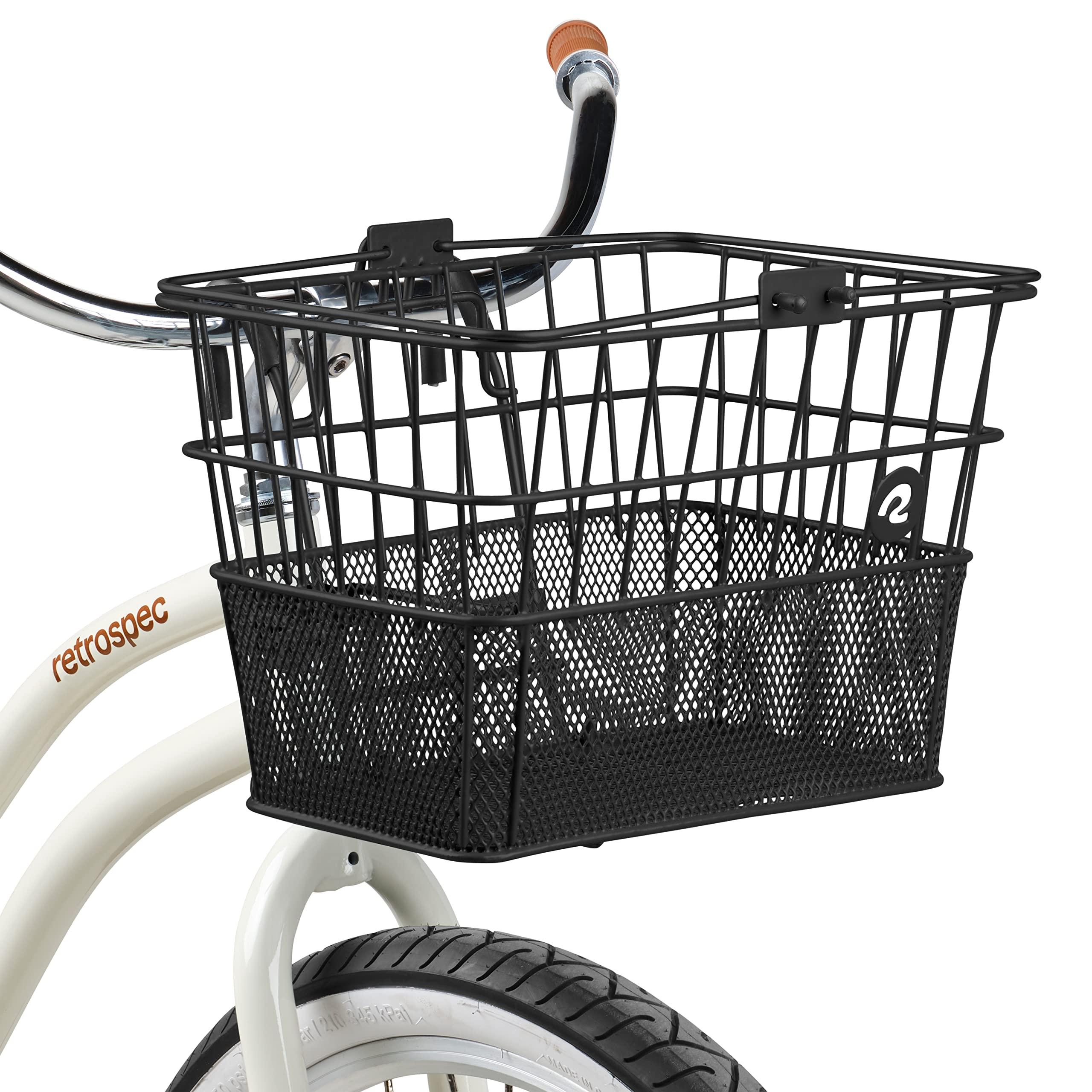 Retrospec Apollo Detachable Front Bike Basket Steel Half-Mesh with Integrated Detachable Hooks and Built-In Handle, Easy Assembly and Portability for Bicycles - Image 6