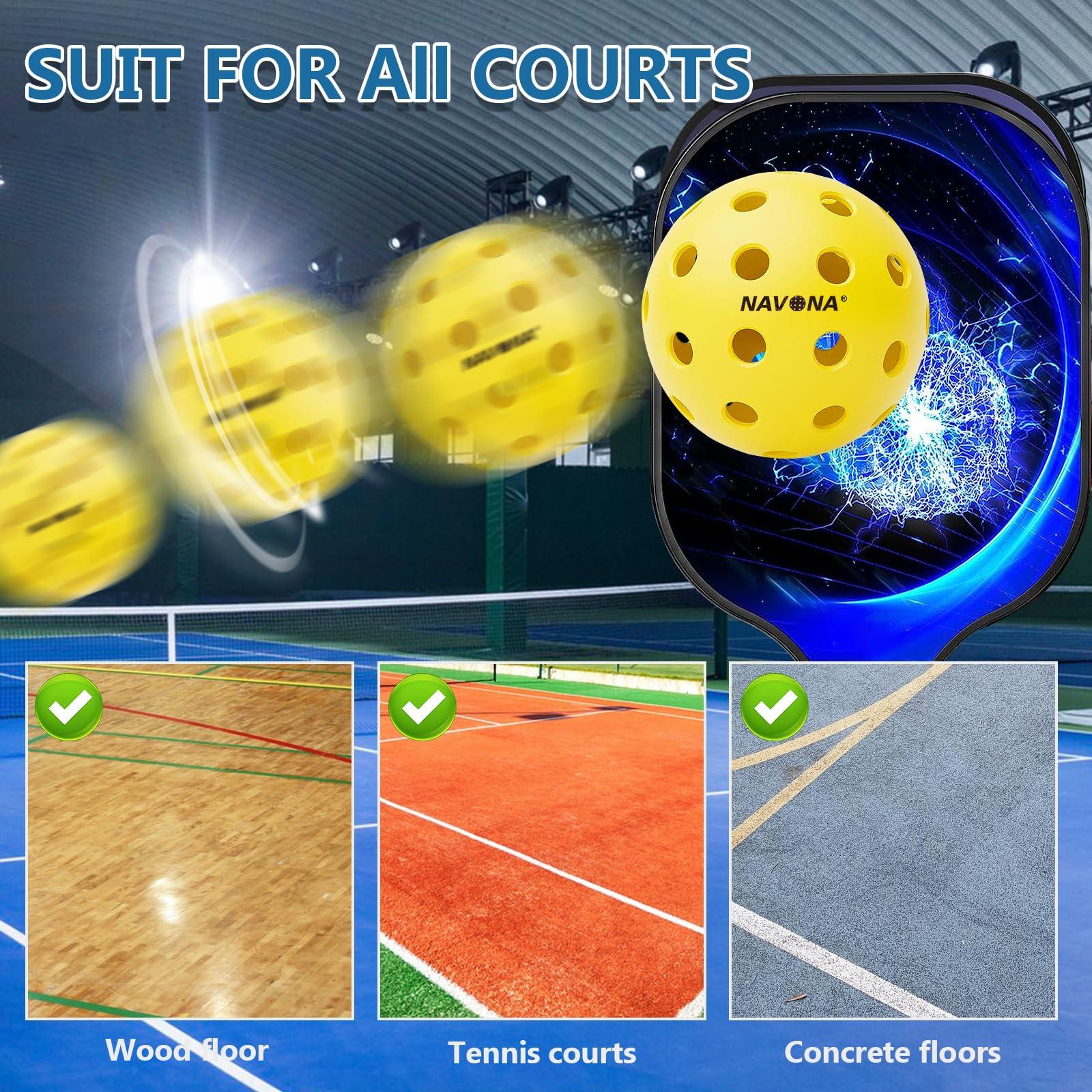 Navona 48 Pack Premium 40-Holes Yellow Outdoor Pickleball Balls, Meet USAPA Official Requirement, Perfectly Balanced, High Bounce True Flight, Durable Outdoor Pickleball Set - Image 7