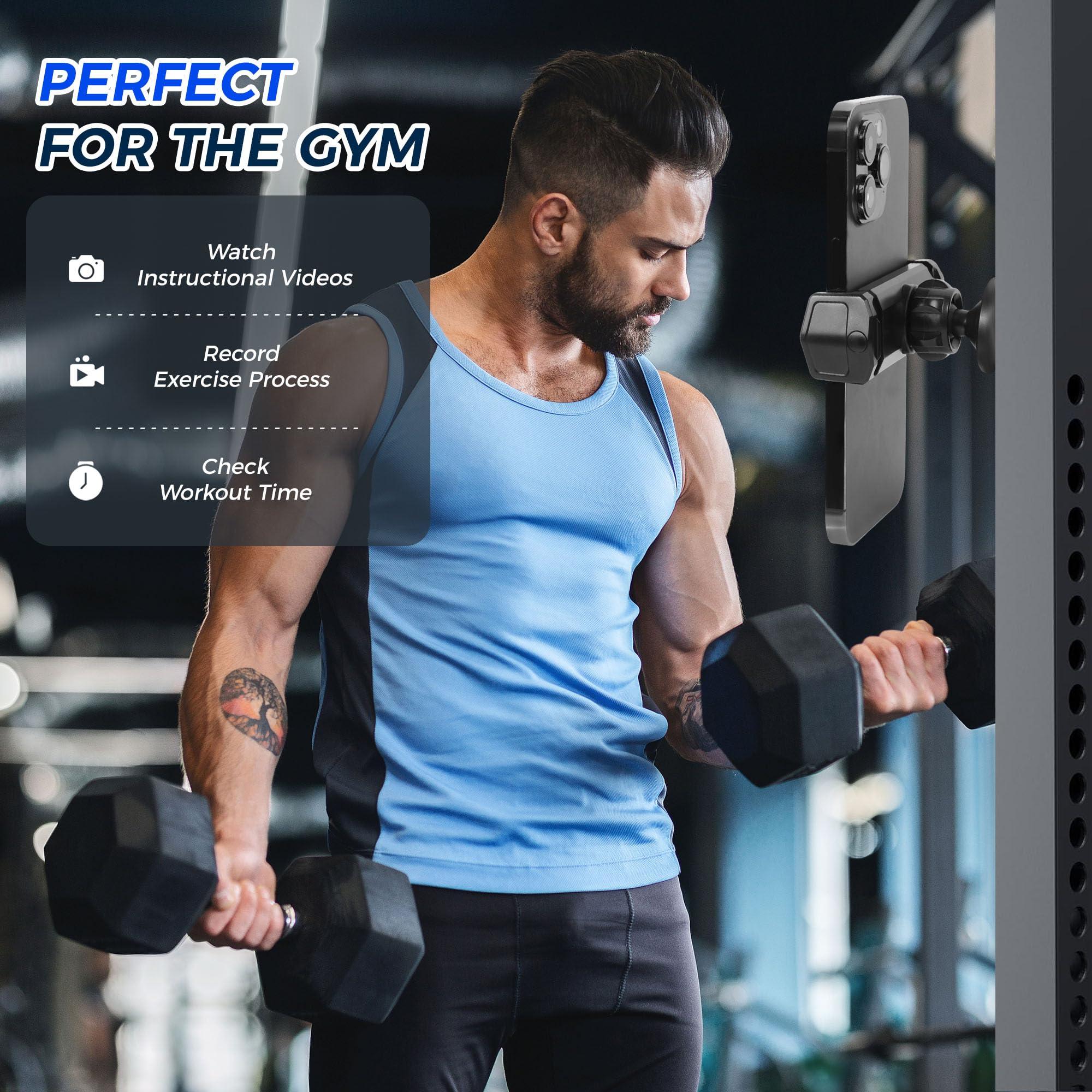 TUYOHW Gym Magnetic Phone Holder 360 Adjustable Magnetic Phone Mount for Gym Magnet Phone Holder Attach to Metal Surface Gym Accessories Compatible with All Smartphones 4.7-7" - Image 4