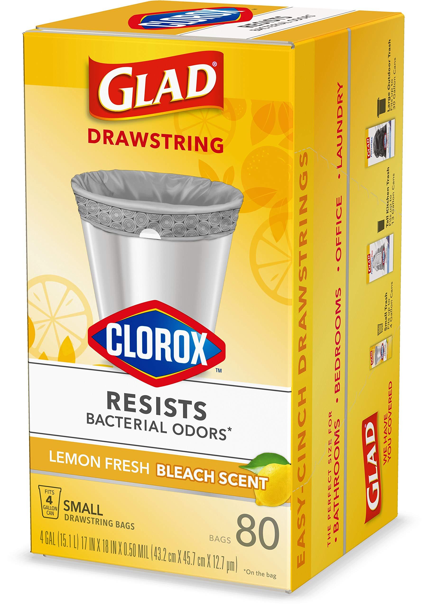 Glad Small Drawstring Trash Bags with Clorox, 4 Gal, Lemon Fresh Bleach, 80 Ct (Package May Vary) - Image 17