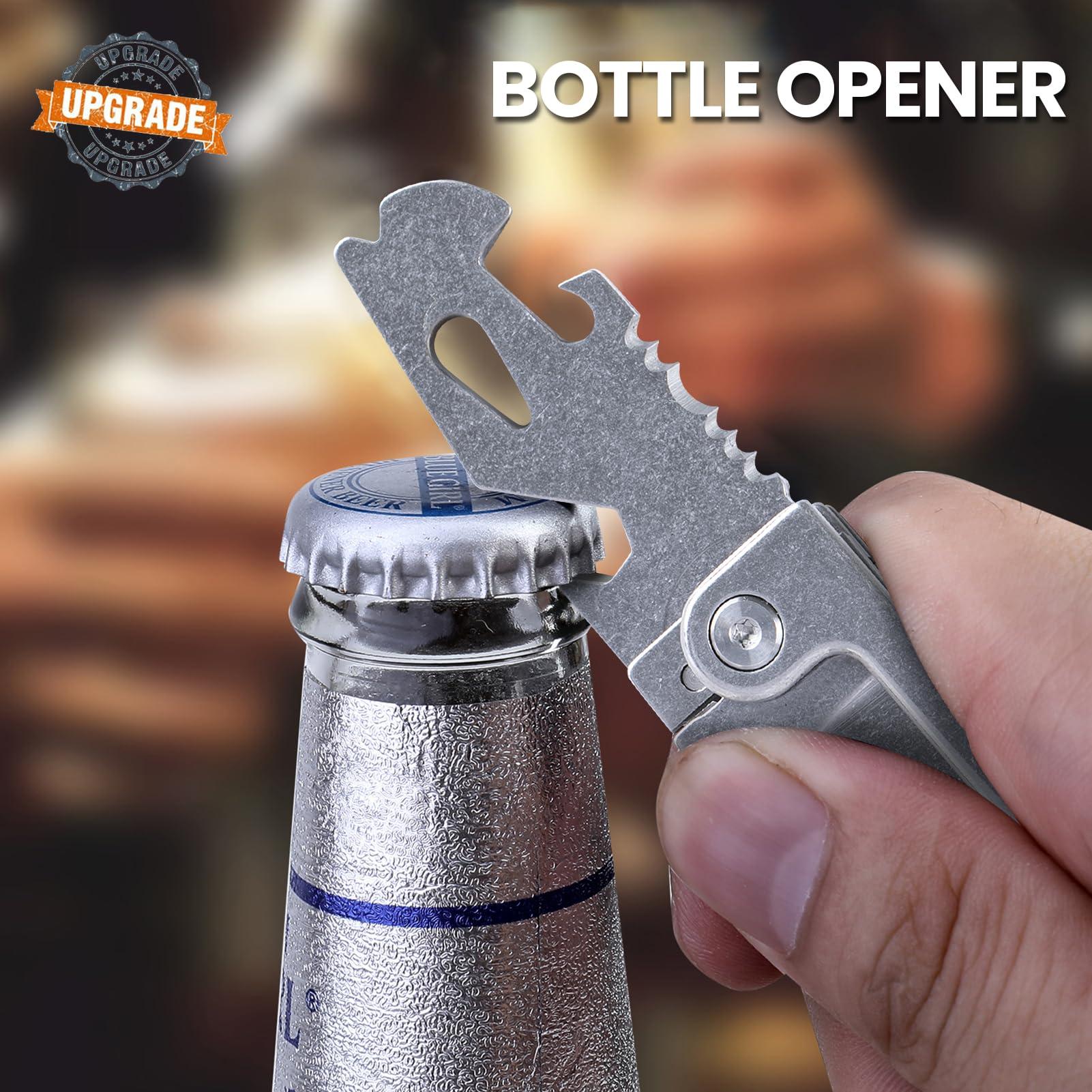 EDCFANS Keychain Multitool Knife, Multi Tools Keychains, Fathers Day Dad Gifts for Men, Tanto Pocket Knives with Clip, Bottle Opener, Box Cutter, Pry Bar, Screwdriver Wrench, EDC Hiking Camping Gear - Image 6