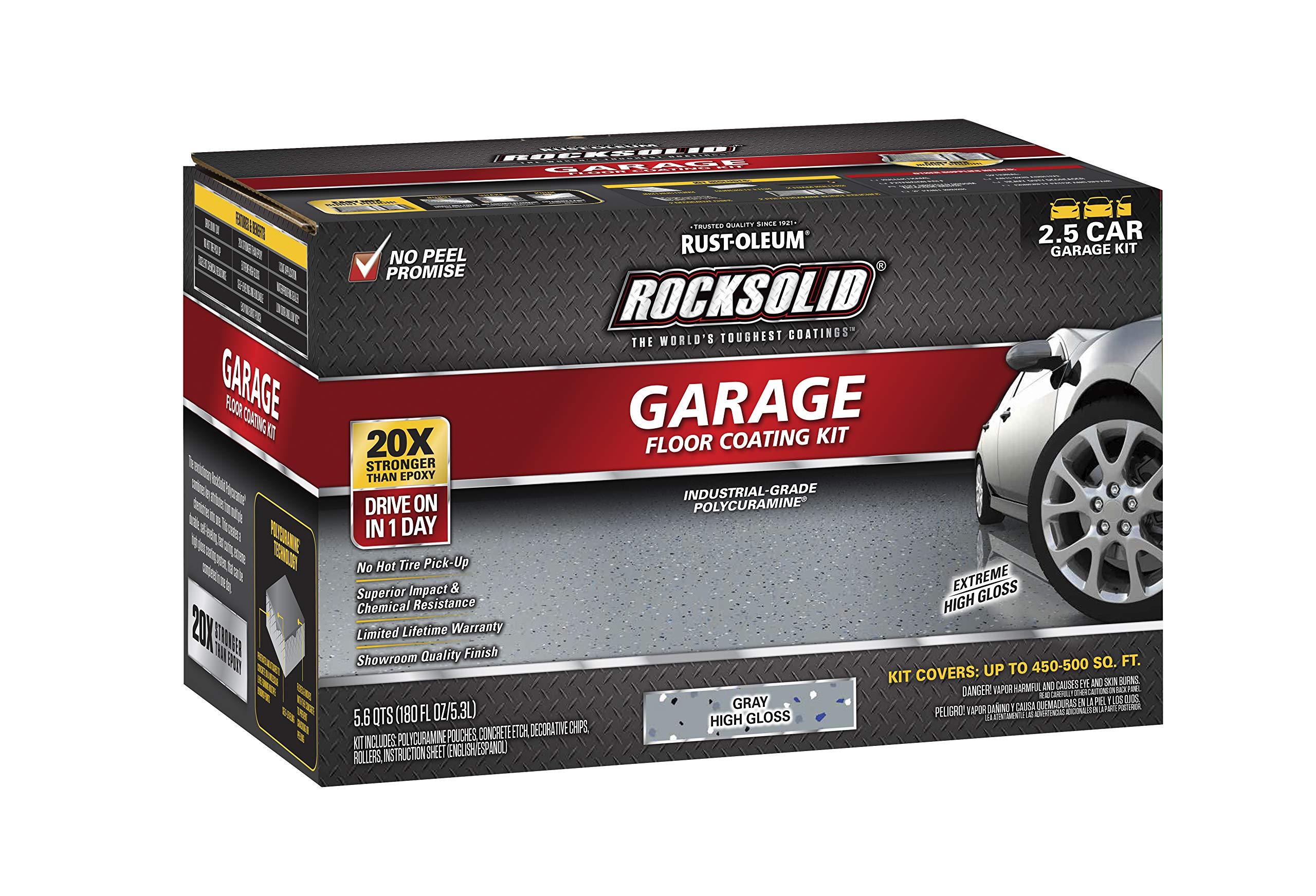 Rust-Oleum 293513 RockSolid Polycuramine Garage Floor Coating, 2.5 Car Kit, High Gloss Gray - Image 2