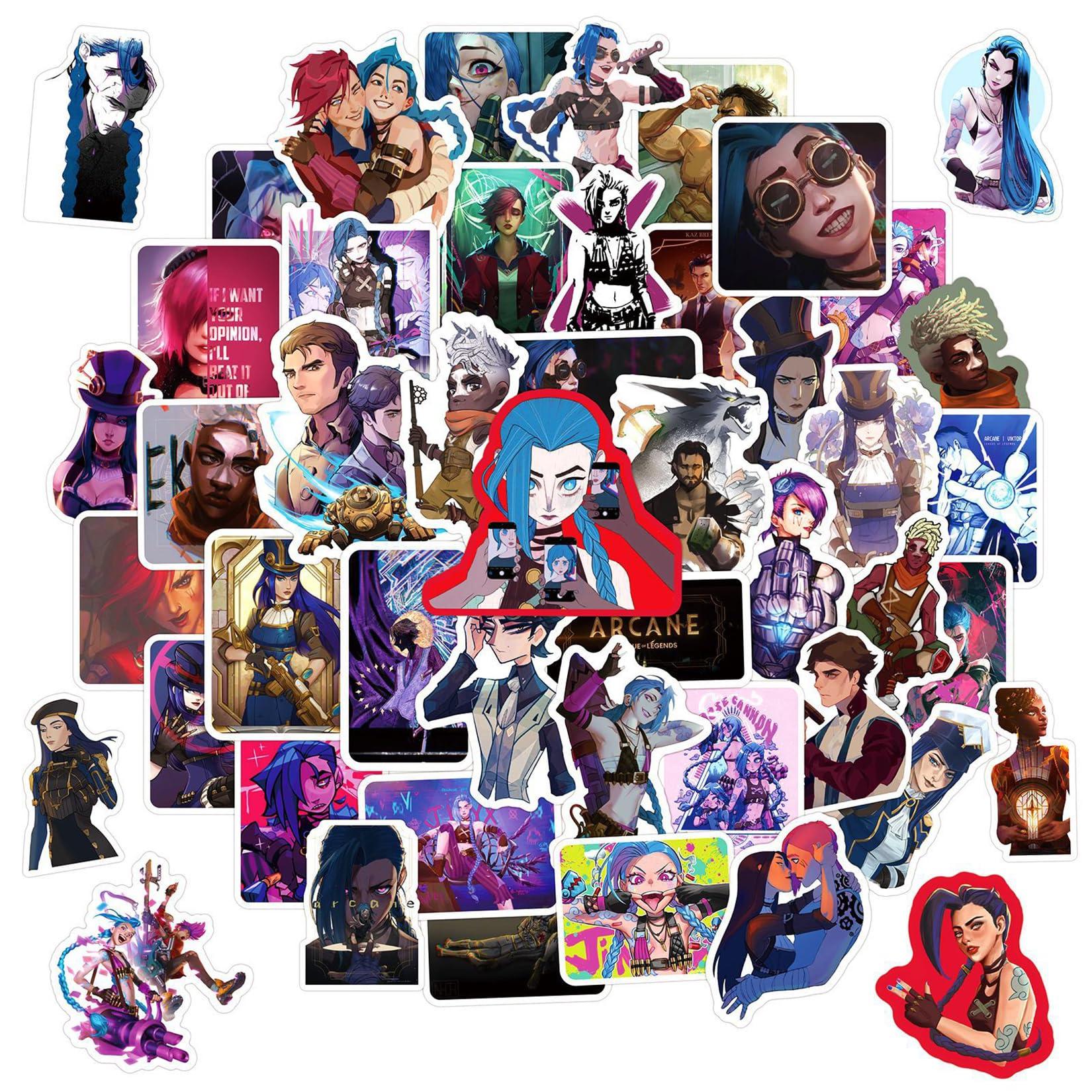 50Pcs Cartoon Arcane：League of Legends Waterproof Stickers for Water Bottle Cup Laptop Bike Skateboard Luggage Box Vinyl Graffiti Patches BREH