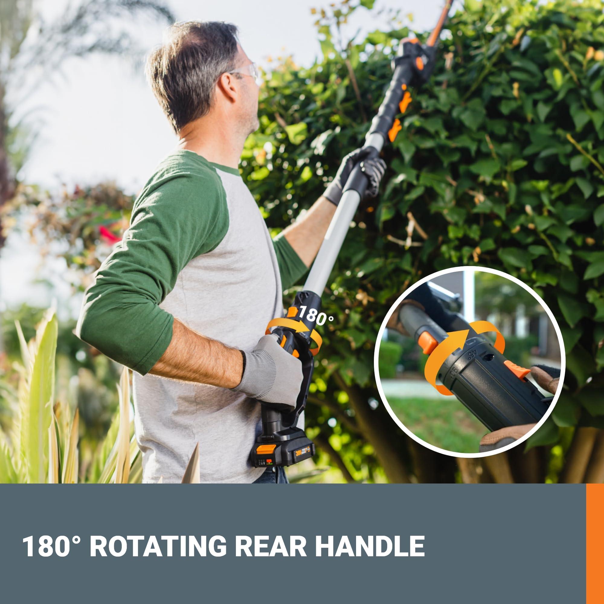 WORX WG252.9 20V 20" Cordless Hedge Trimmer, Reach Up to 12 Inch, Extended Pole, 180° Rotation Head, Battery & Chargers Not Included - Image 2