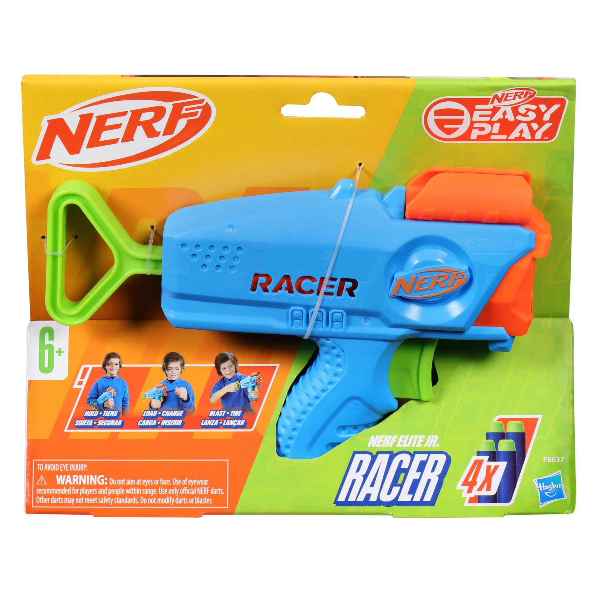 NERF Elite Junior Racer Easy Play Dart Blaster, 4 Nerf Elite Darts, Nerf Blaster Outdoor Toys, for Kids, Ages 6+ - Image 3