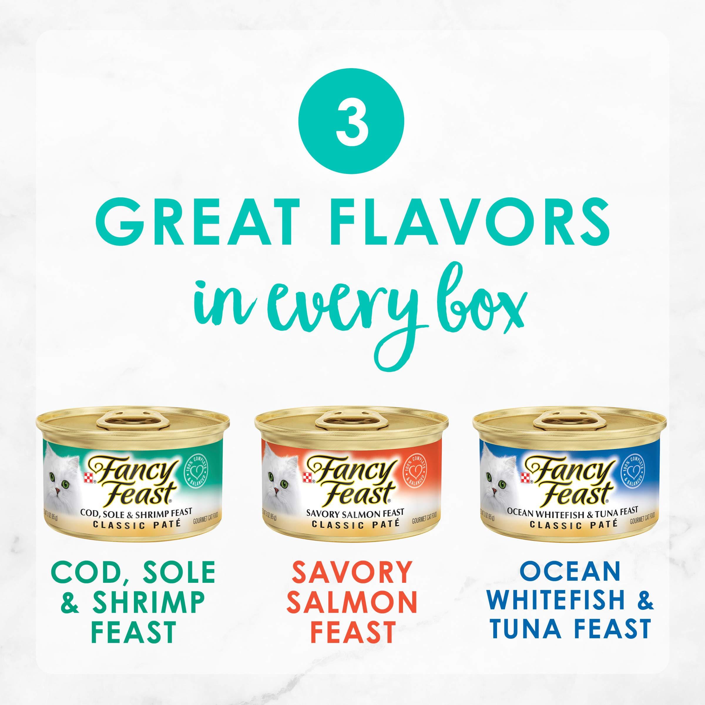 Purina Fancy Feast Seafood Classic Pate Collection Grain Free Wet Cat Food Variety Pack - (Pack of 24) 3 oz. Cans - Image 2