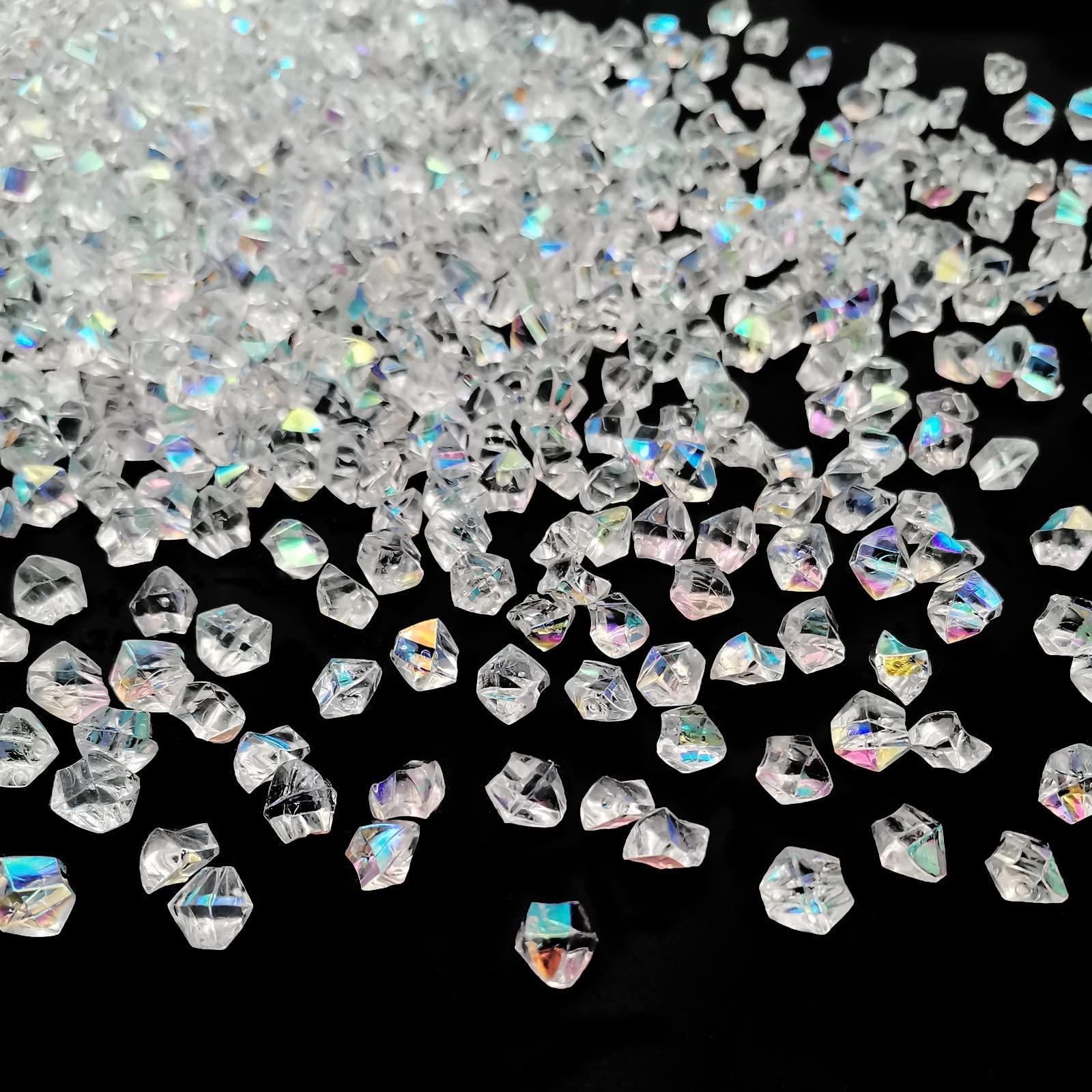 LYFJXX Iridescent Vase Filler, 1400 PCS 6 * 9 mm Acrylic Ice Cubes Acrylic Gem Plastic Diamonds Acrylic Table Centerpiece