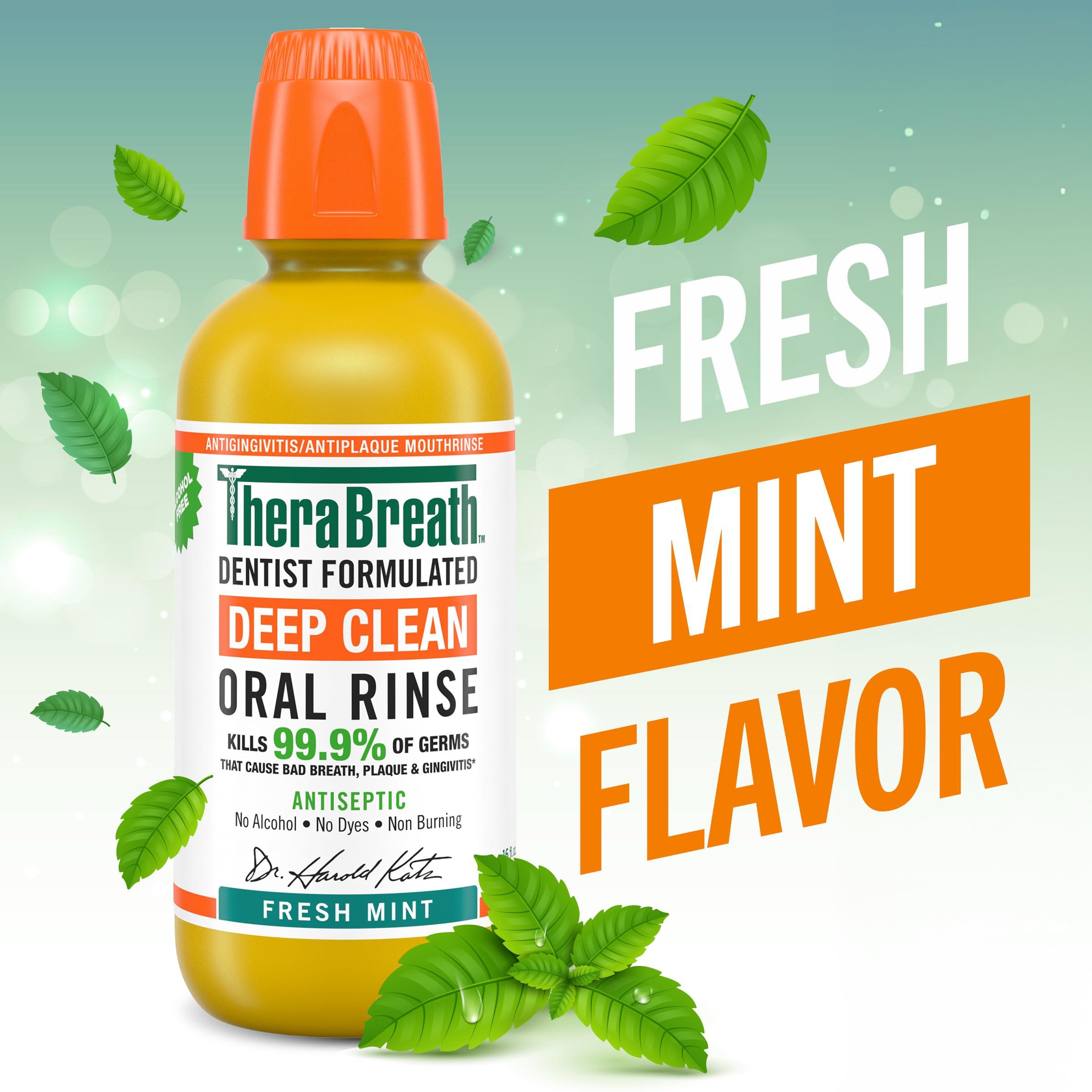 TheraBreath Deep Clean Mouthwash, Antigingivitis, Antiseptic, Fresh Mint Flavor, Dentist Formulated, Alcohol Free, 16 fl oz (Pack of 2) - Image 2