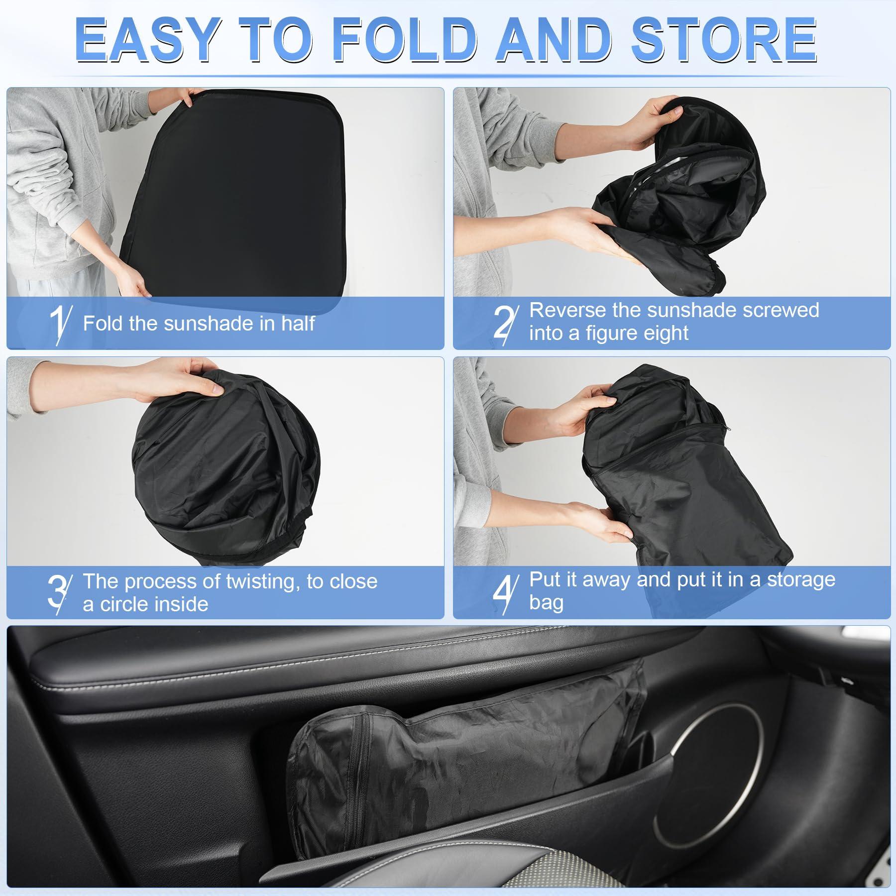 SINGARO Universal Car Windshield Sun Shade, Foldable Reflective for Windshield & Window Shades with Overlapping Design, Car Interior Accessories - Image 6
