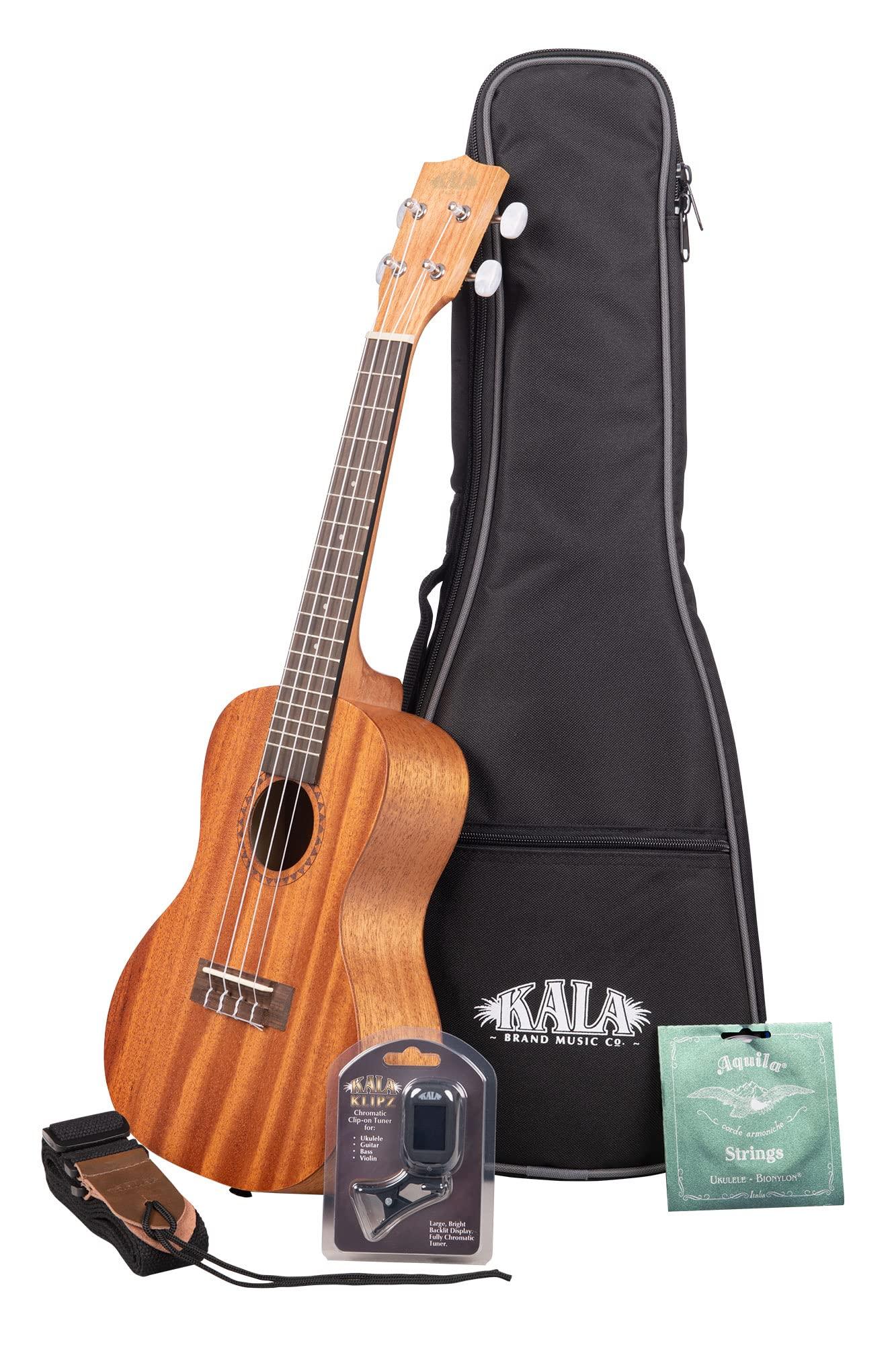 Kala Brand Music Co., 4-String Ukulele, Natural, Tenor (KA-15T-BNDL)