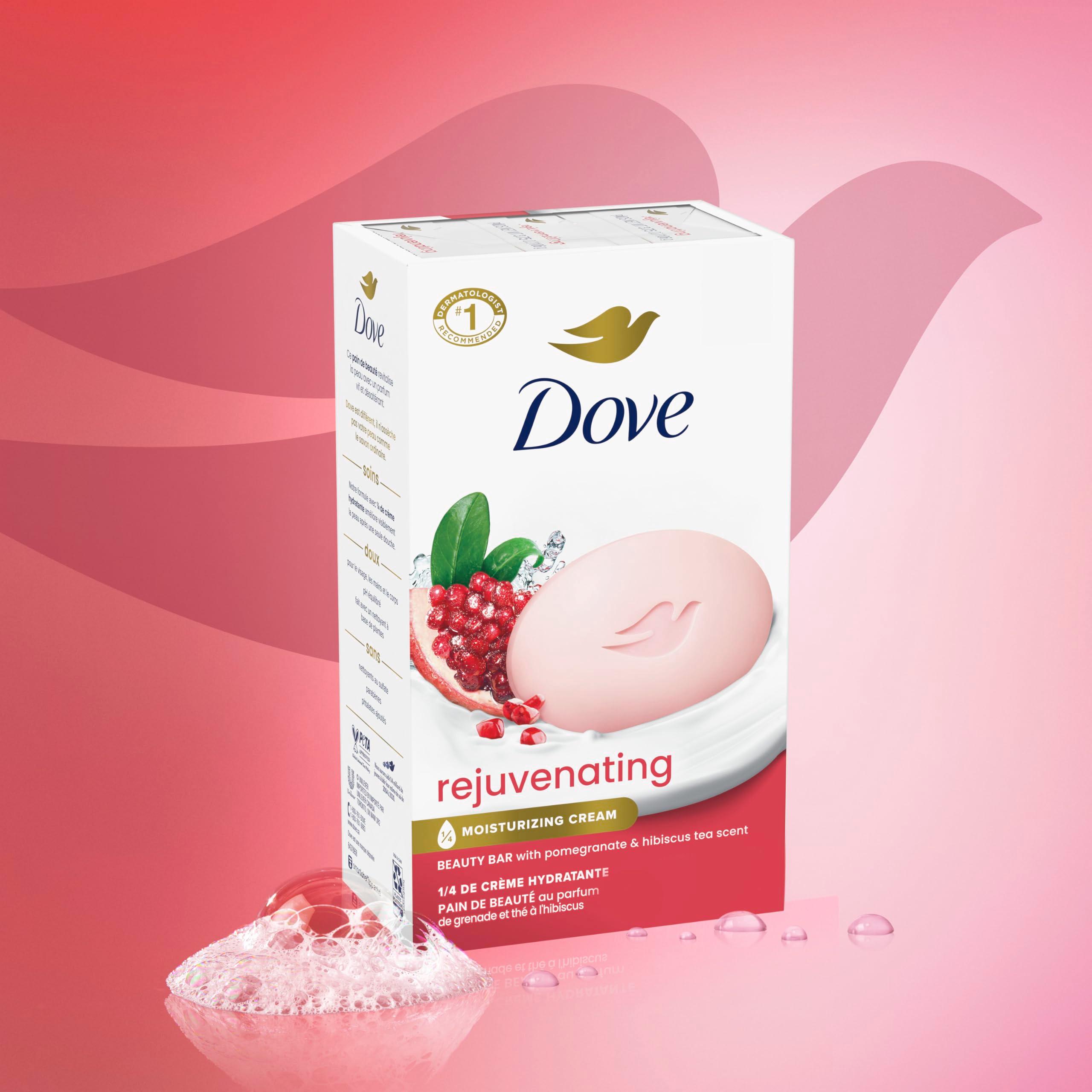 Dove Beauty Bar Soap Rejuvenating Pomegranate & Hibiscus Tea 6 Count for Revitalized Skin, Refreshes Skin 3.75 oz - Image 4
