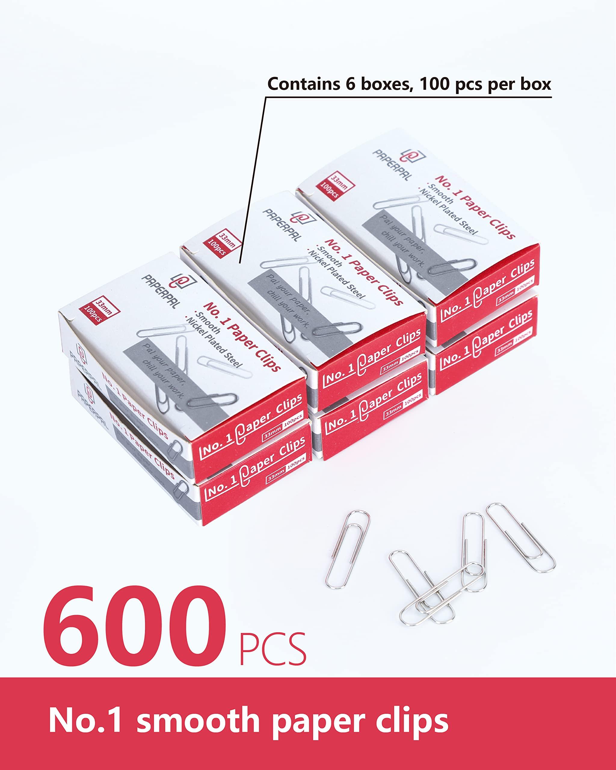 PAPERPAL #1 Smooth Paper Clips, 600 Medium Paper Clips (6 Boxes of 100 Each), Paperclips for Office School & Personal Use, Daily DIY, 1-2/7" Silver Paper Clip Standard Size (No. 1 Paper Clips, Smooth) - Image 4