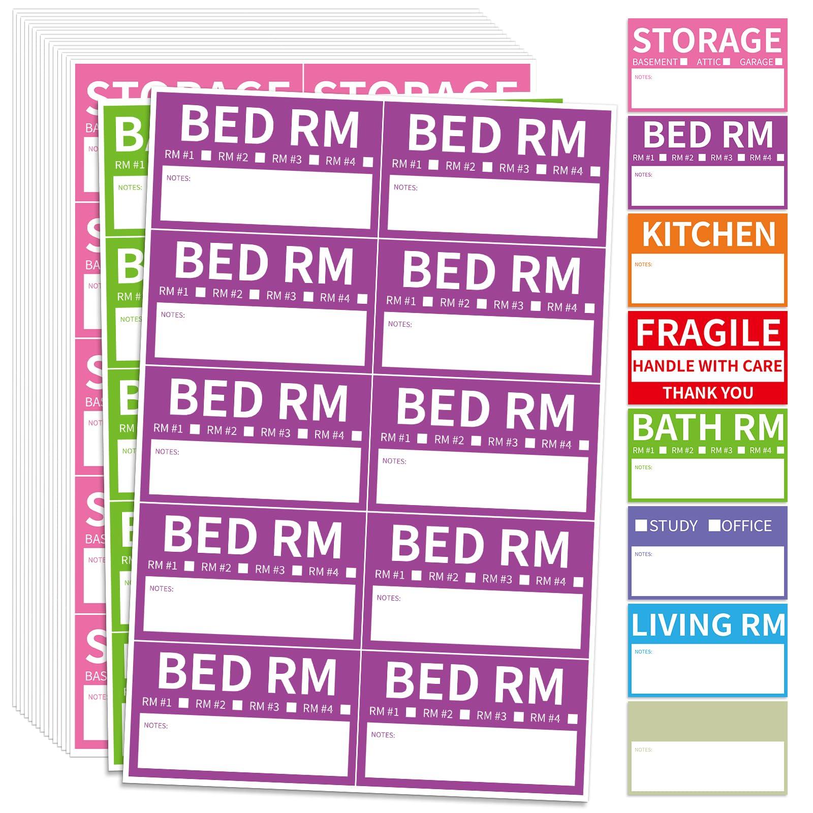 340 Home Moving Labels, 3.4 x 2 inches, 8-Color Coded Packing Box Stickers with Fragile and Blank Customizable Labels - Image 3